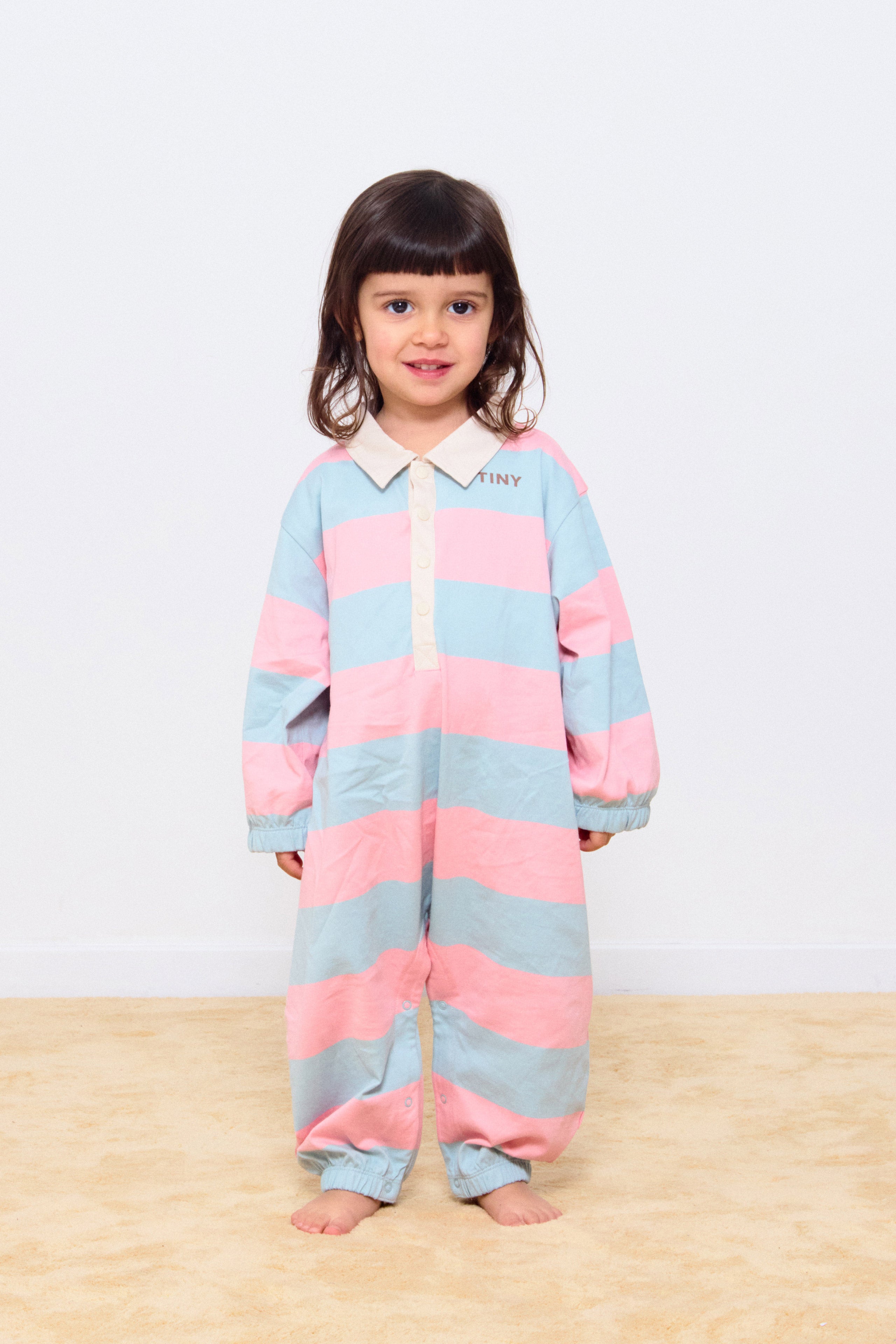 STRIPES POLO ONE-PIECE warm grey