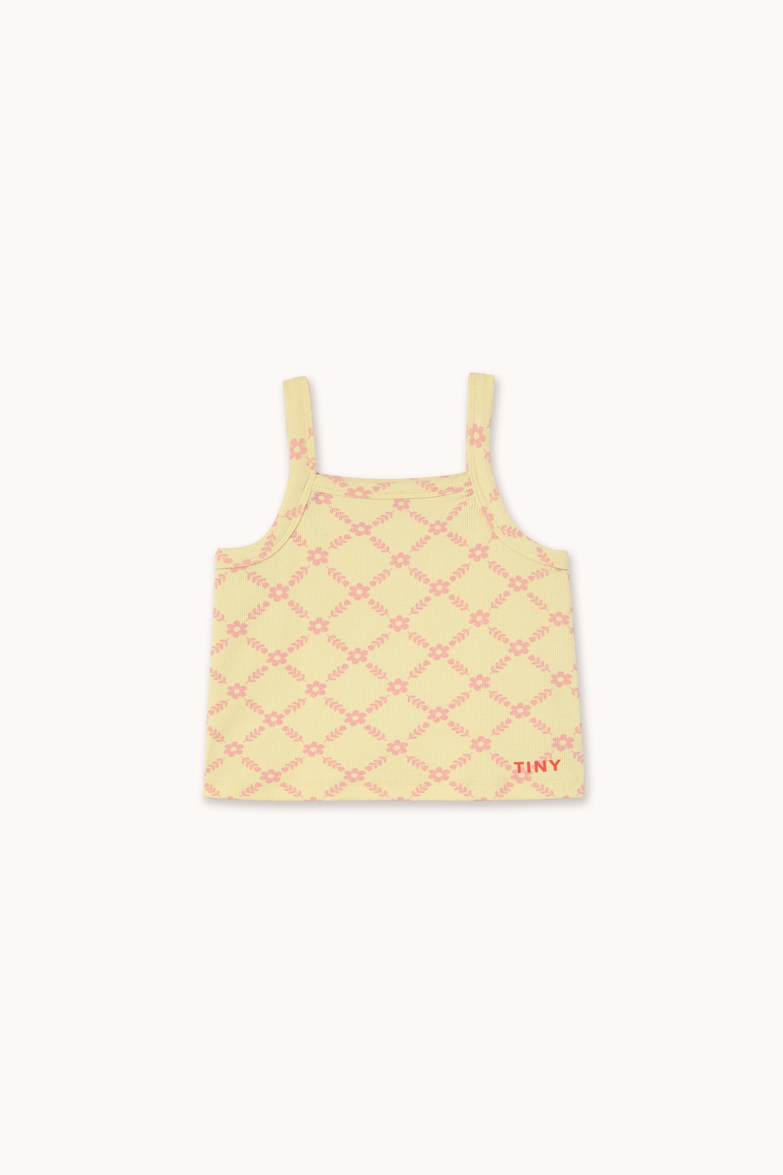 FLOWER GRID STRAP TOP dusty yellow