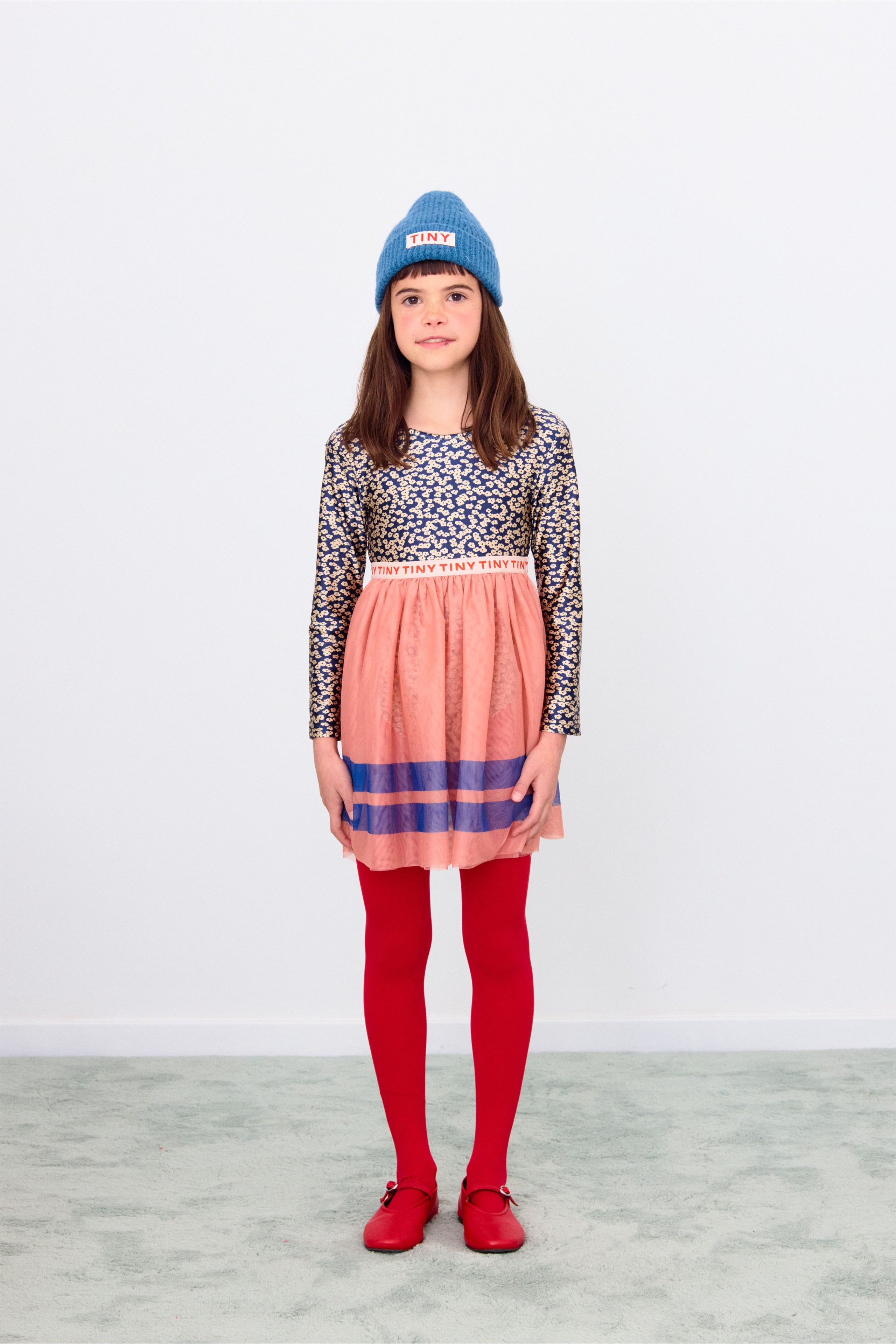 SMALL FLOWERS SHINY BODY navy