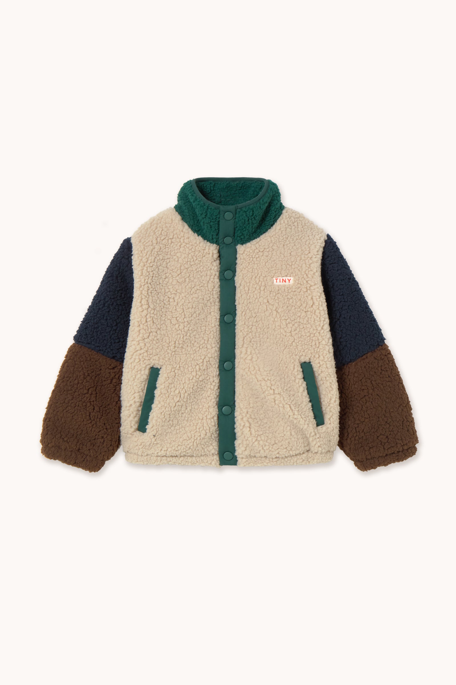 COLOR BLOCK POLAR SHERPA JACKET dark green