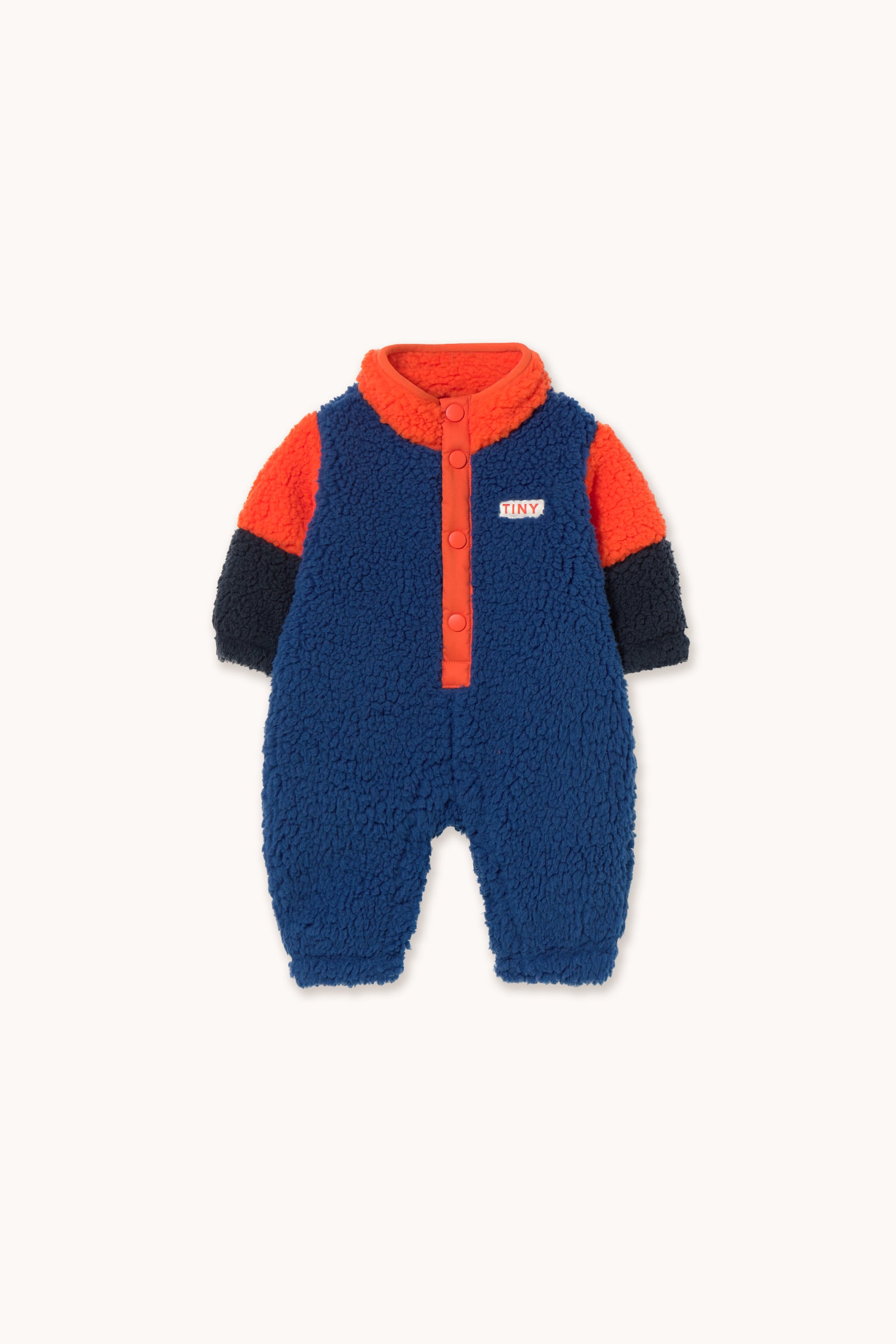 COLOR BLOCK POLAR SHERPA ONE-PIECE summer red