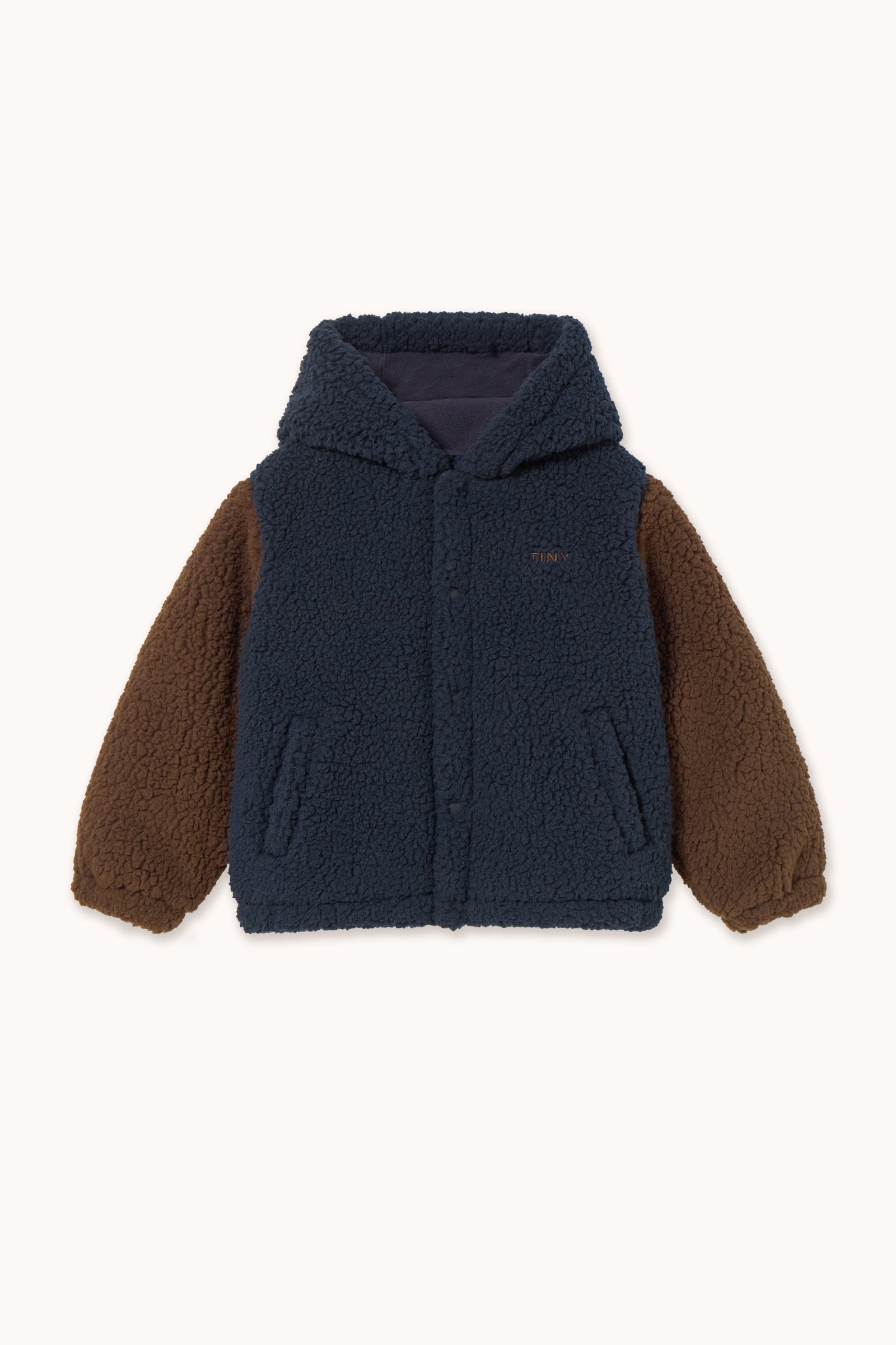 COLOR BLOCK POLAR SHERPA HOODIE navy