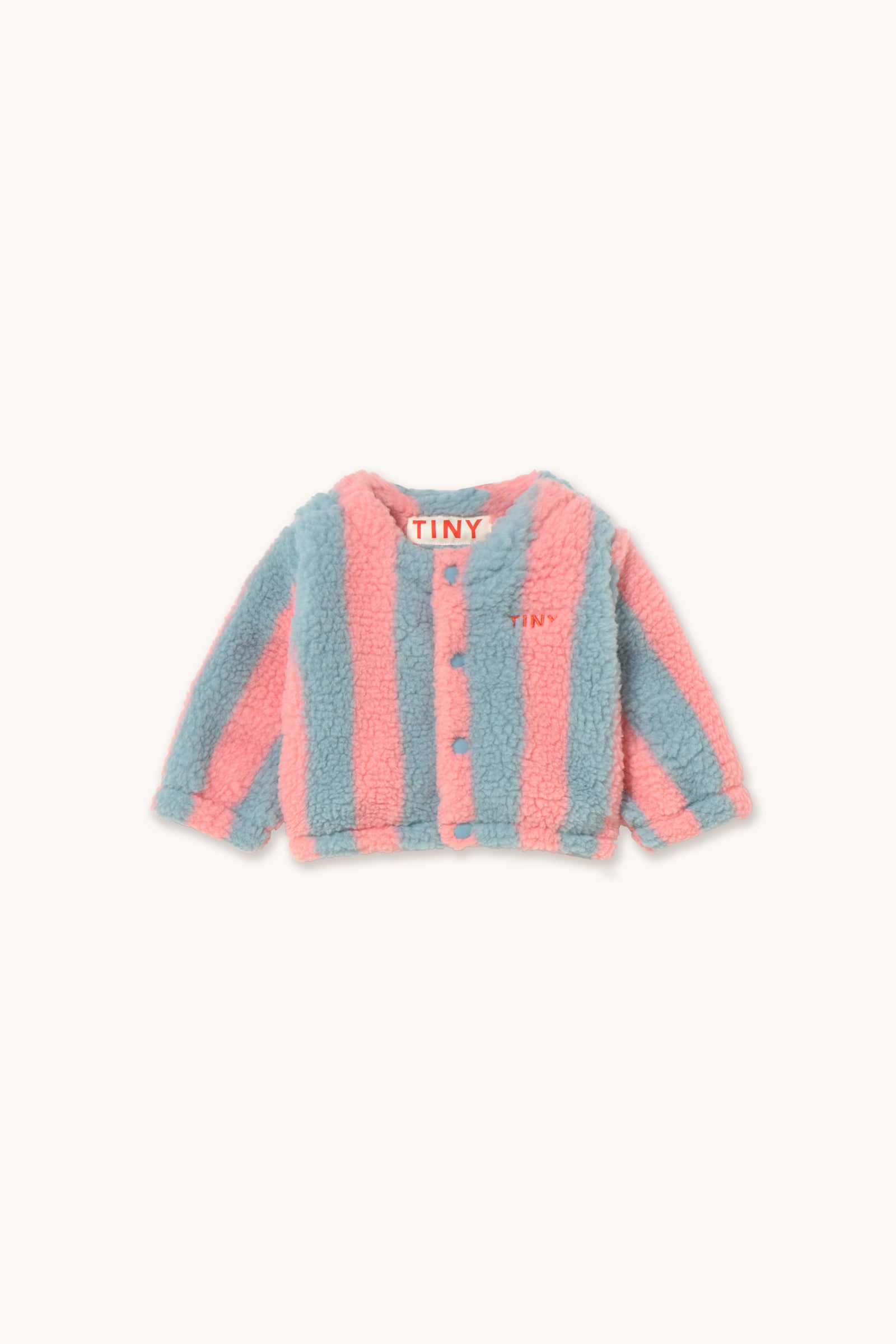 STRIPES BABY SHERPA JACKET warm grey/pink