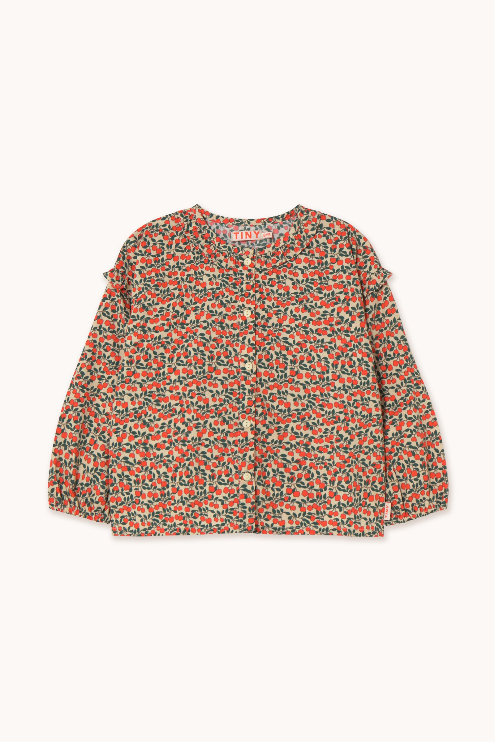 MINI APPLES FRILLED BLOUSE dark vanilla