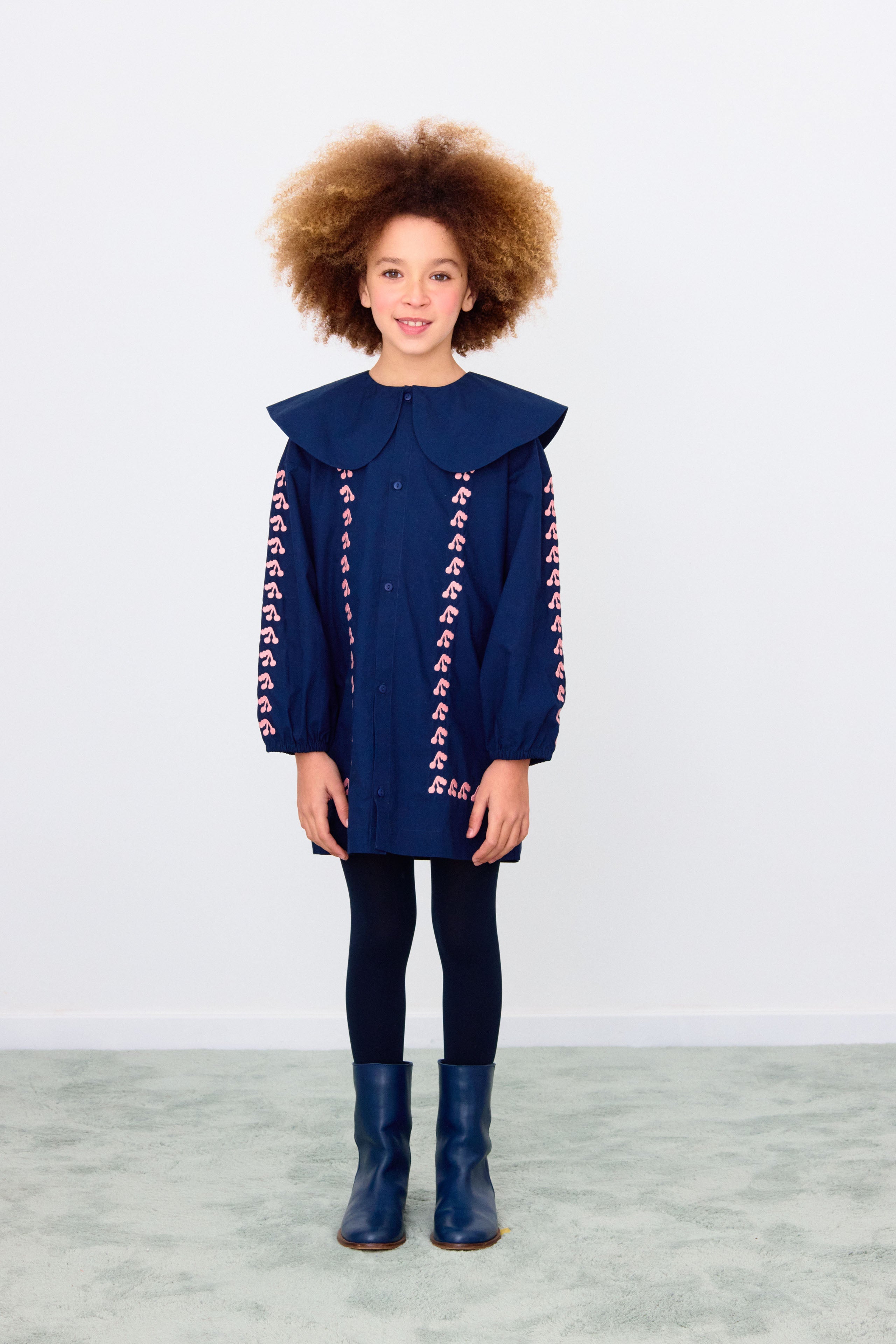 MINI CHERRIES DRESS navy