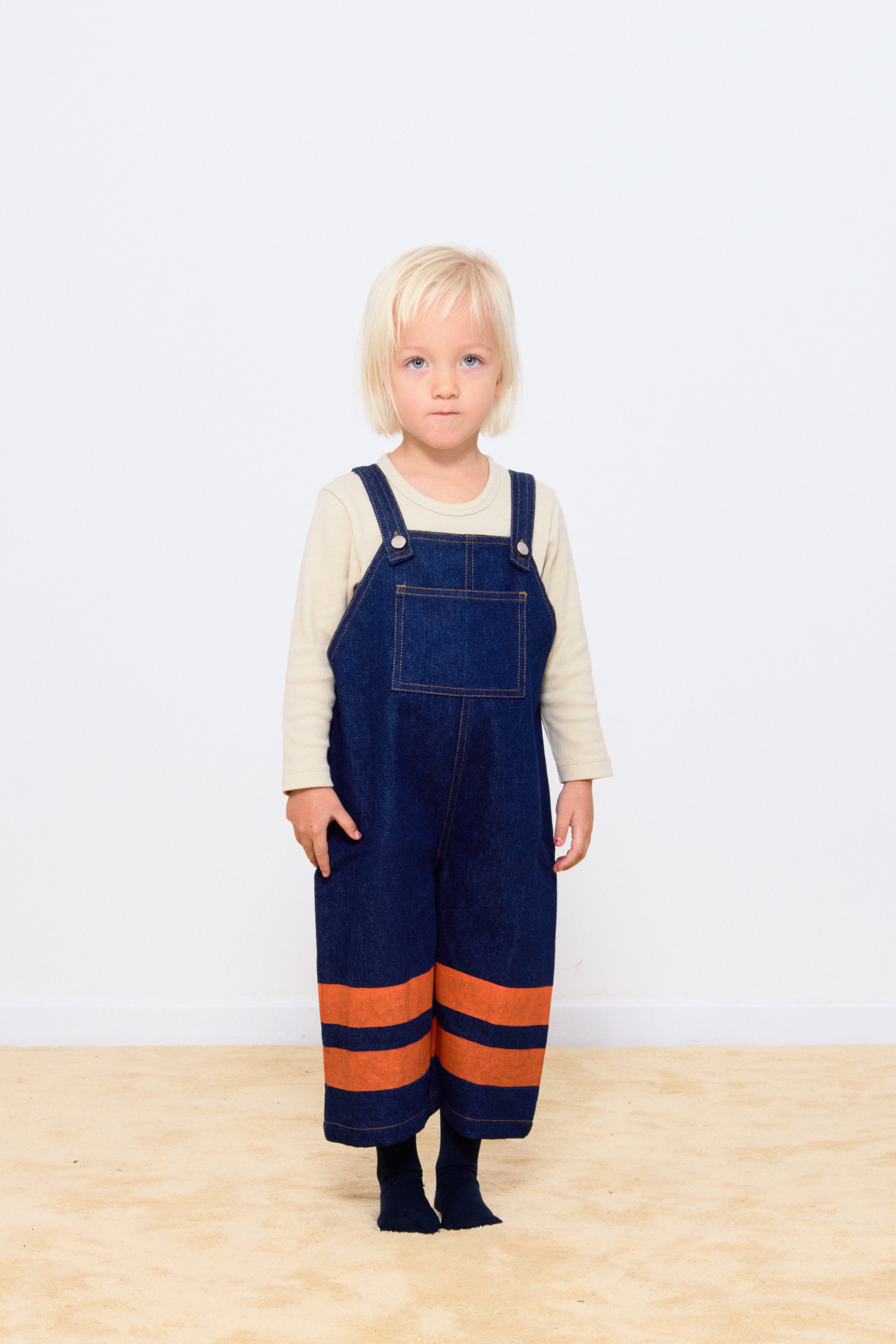 STRIPES DUNGAREE BABY dark blue denim