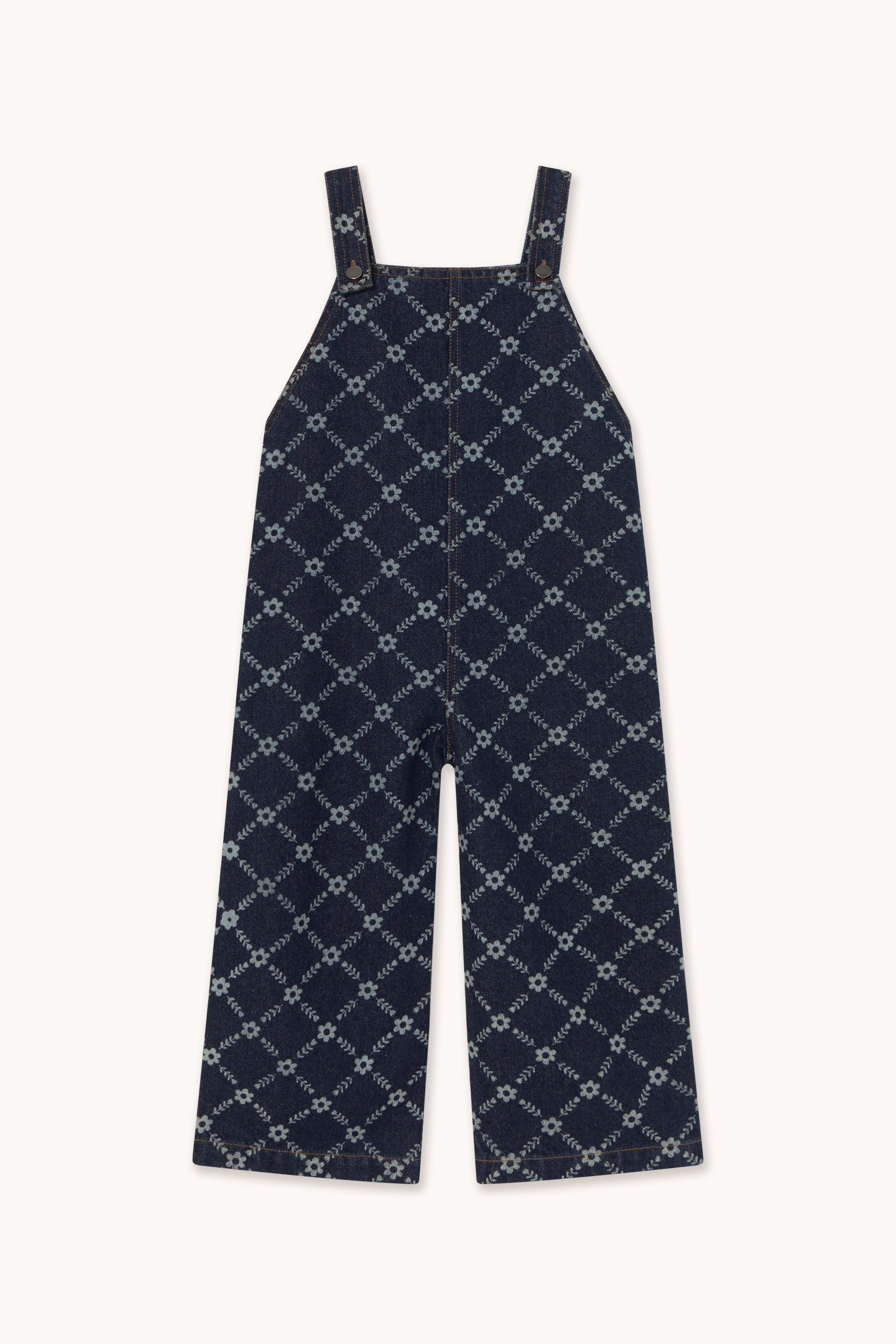 FLOWER GRID DENIM DUNGAREE dark blue denim