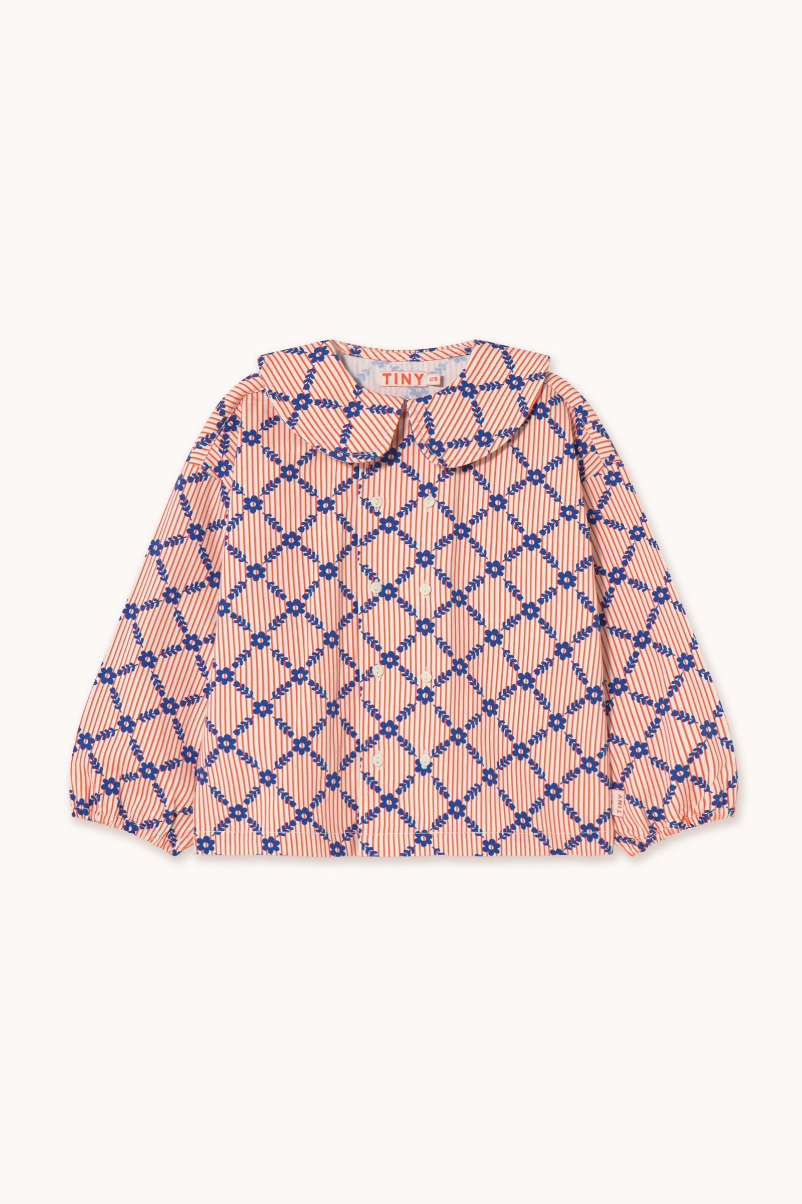 FLOWER GRID SHIRT light cream