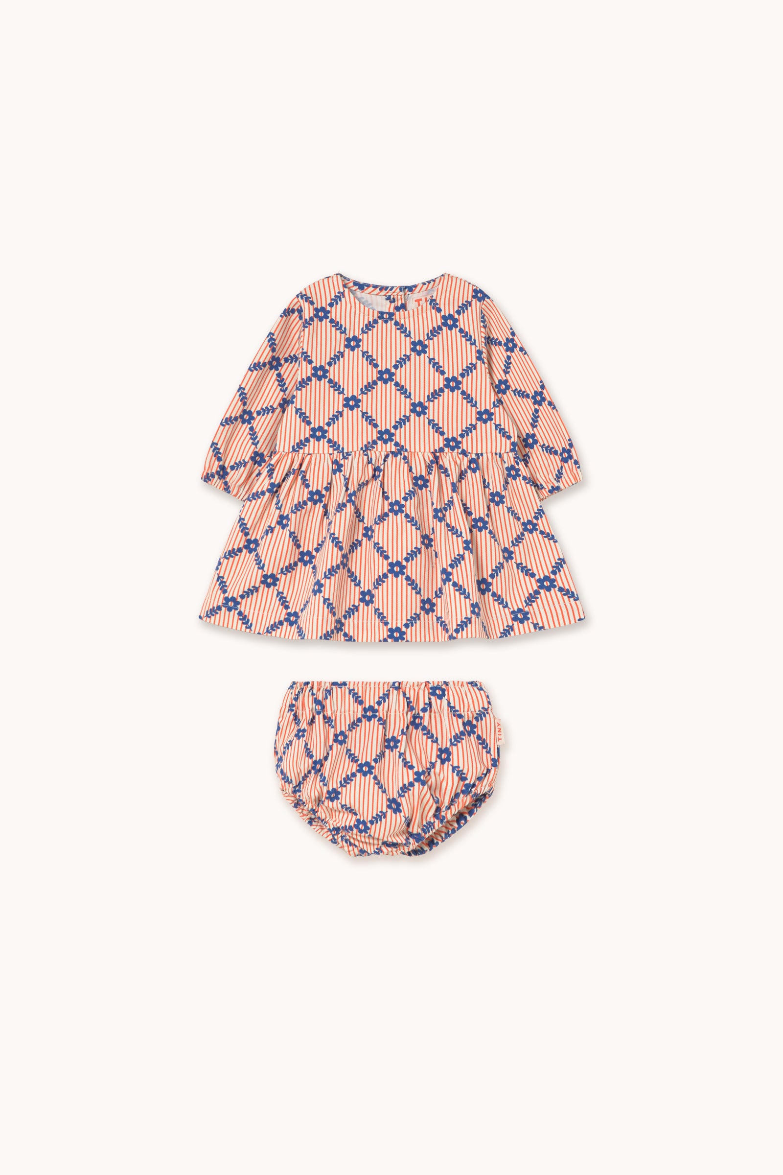 FLOWER GRID BABY SET light cream