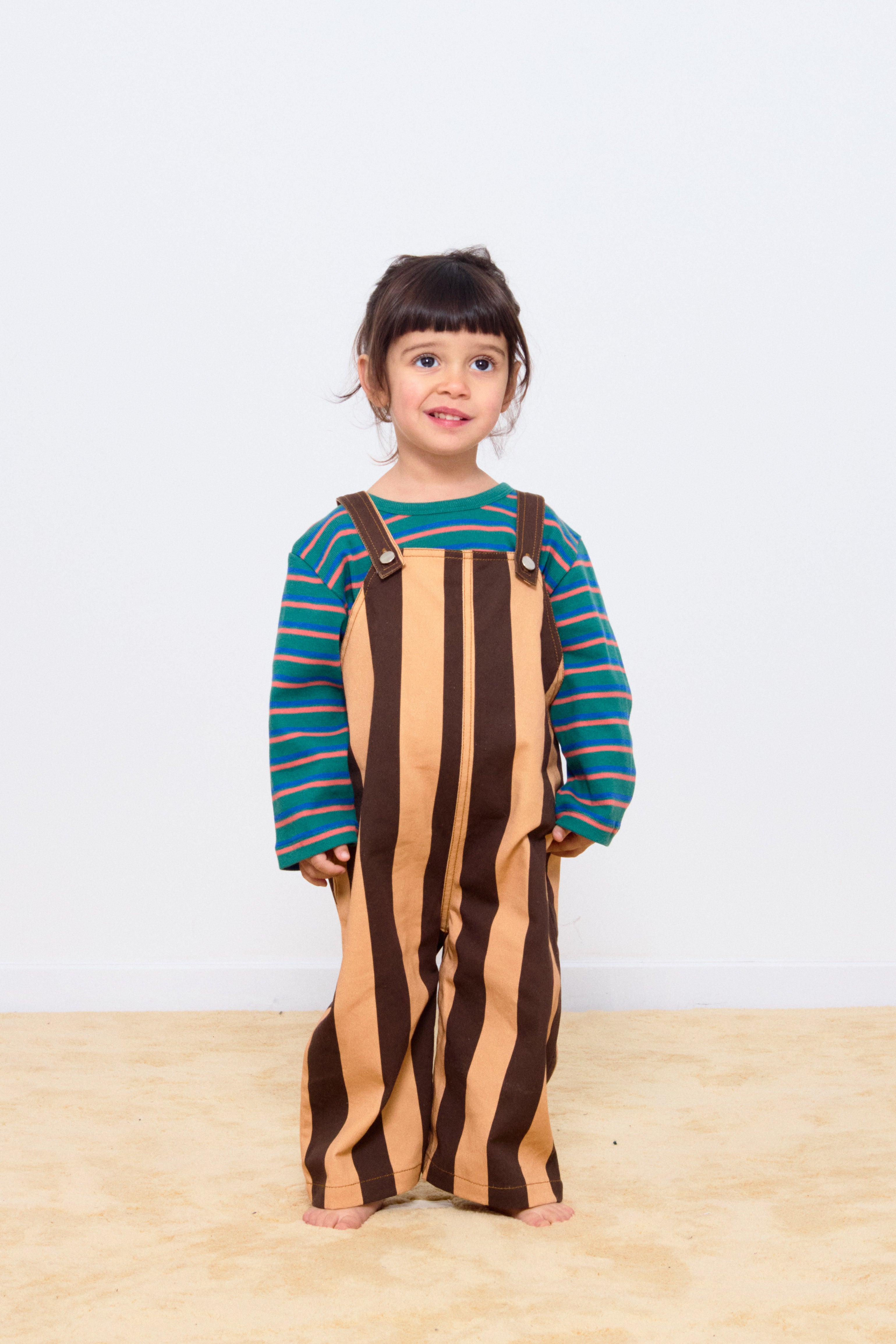 RETRO STRIPES BABY DUNGAREE dark brown