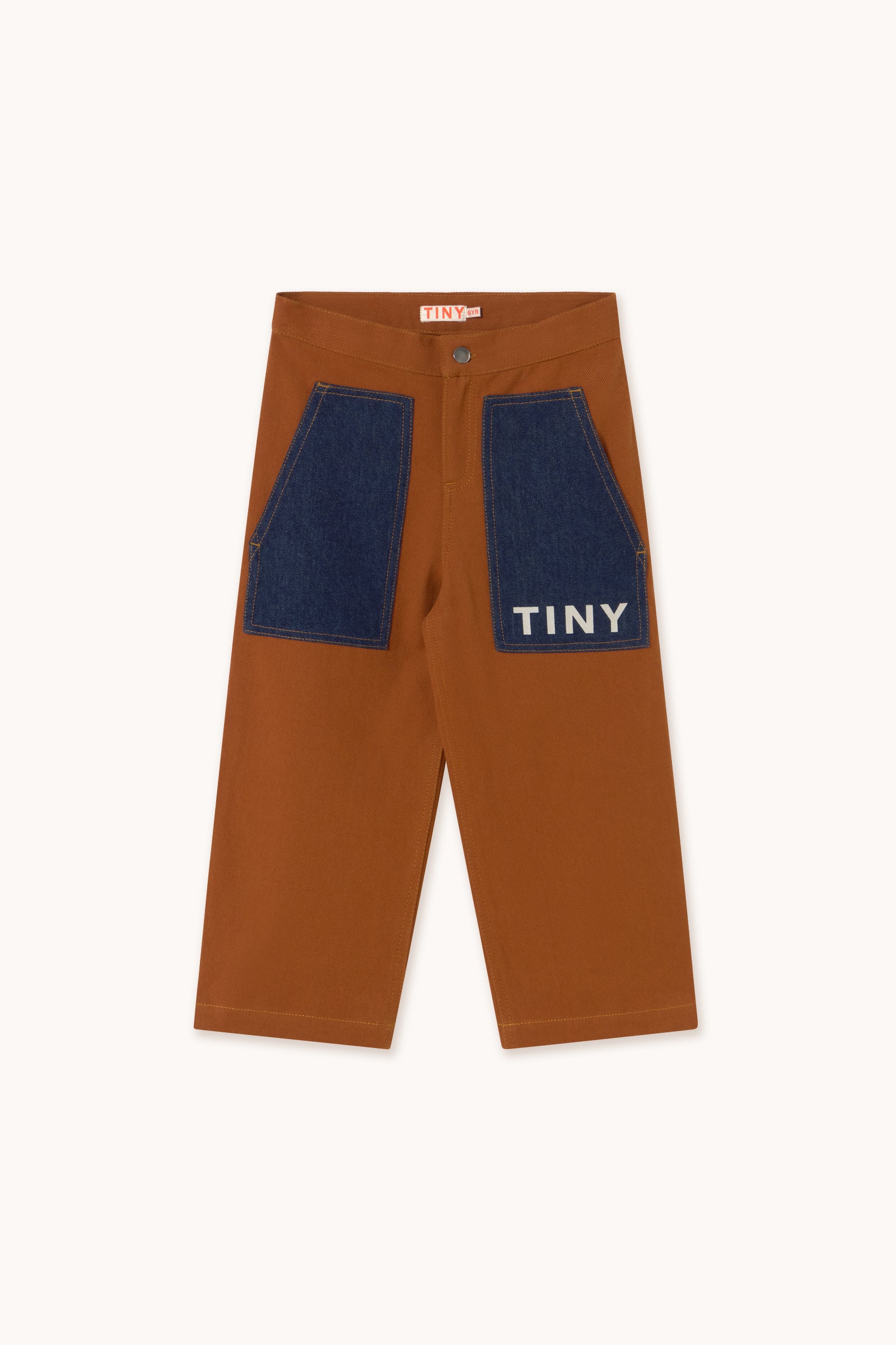 COLOR BLOCK STRAIGHT PANT brown denim