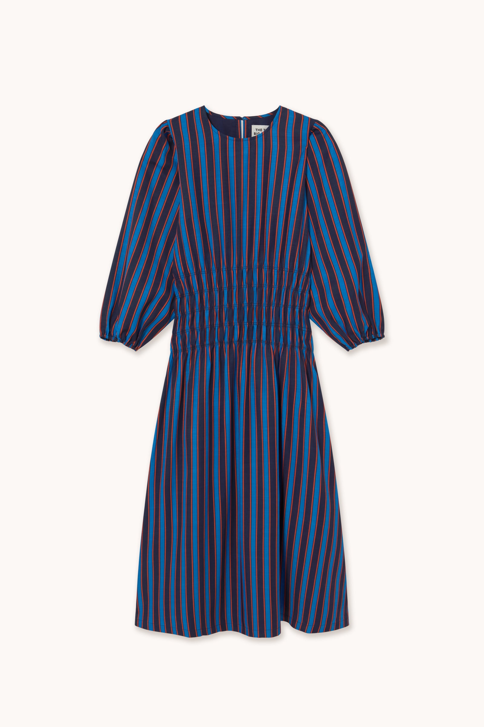 VESTIDO MIDI A RAYAS navy