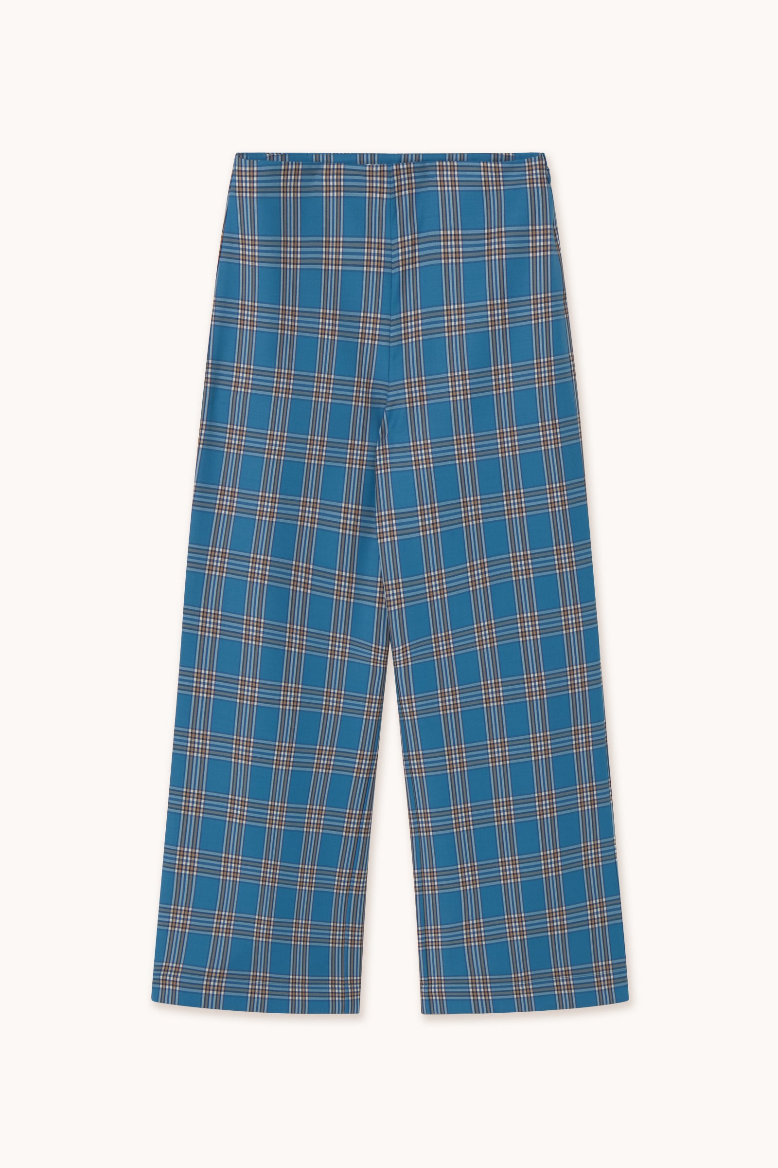 CHECK WIDE TROUSERS petrol blue
