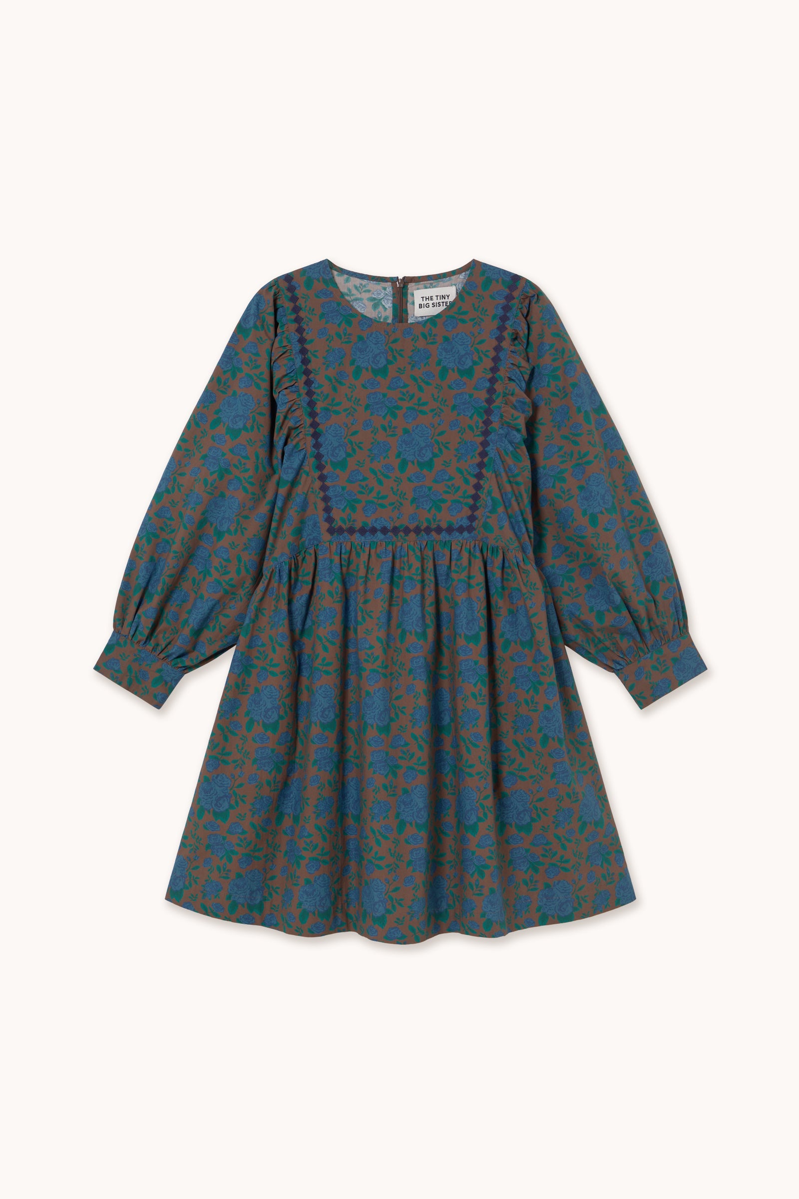 VESTIDO MINI CON MANGA ABULLONADA ROSES dark brown