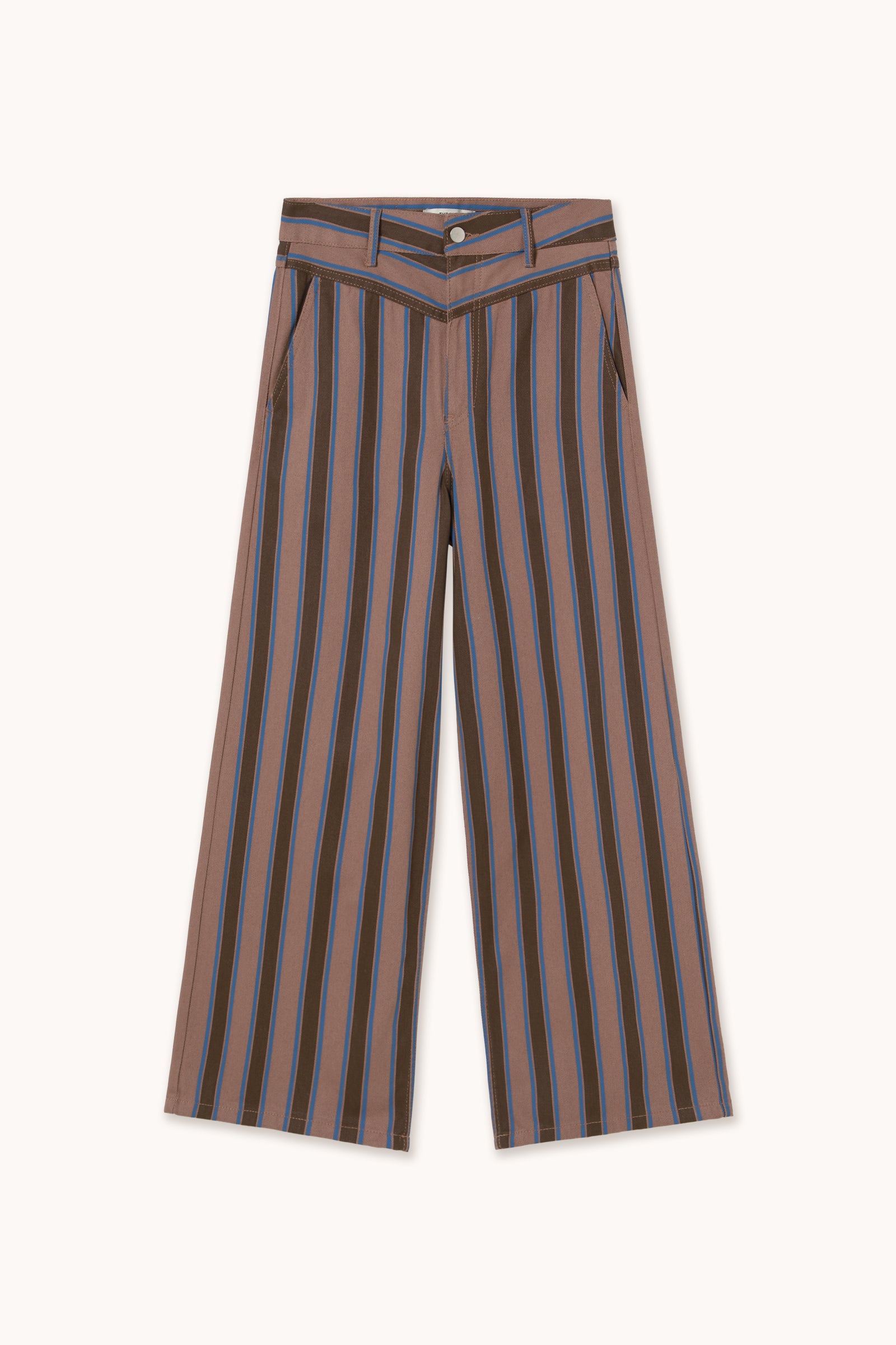 STRIPED YOKE TROUSERS mocha