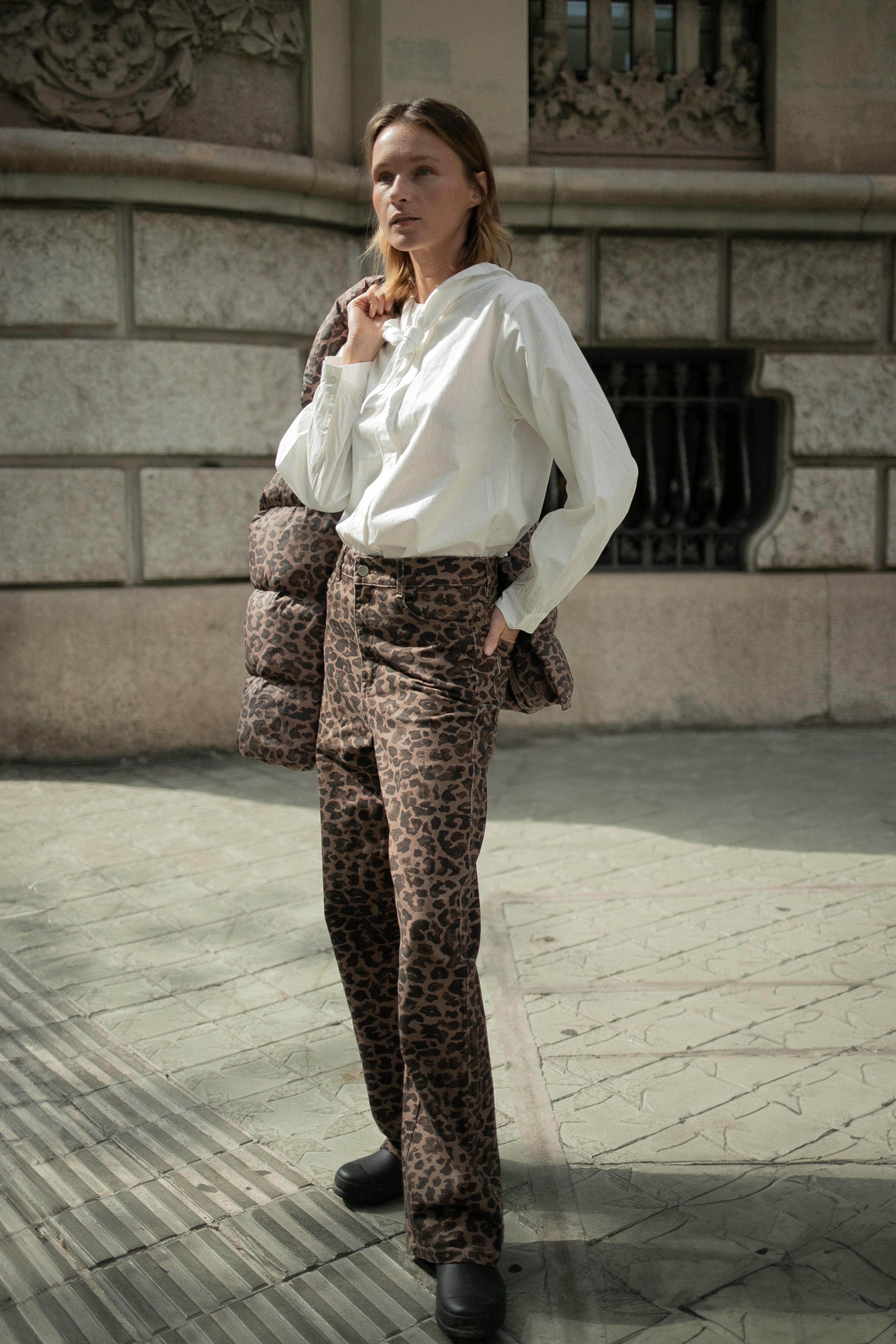 ANIMAL PRINT BERTA LONG DENIM mocha