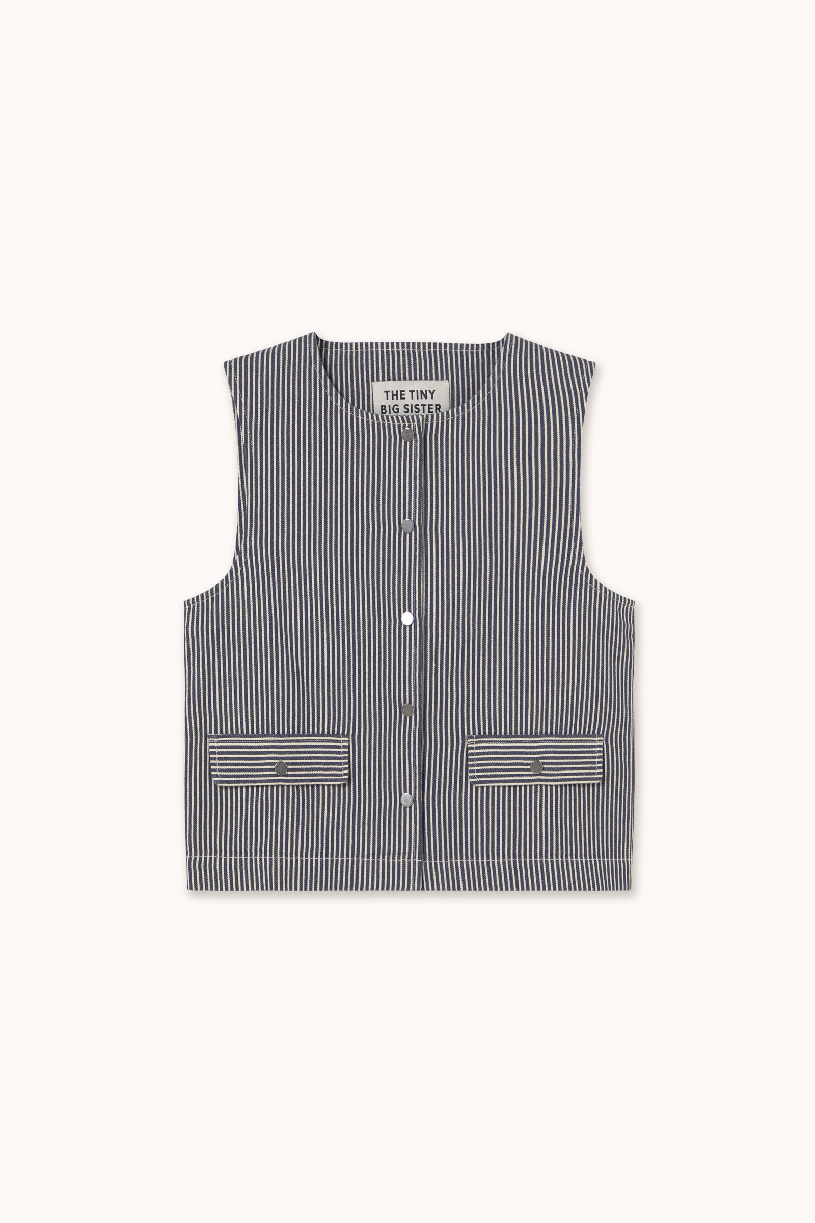 TWILL STRIPED VEST light navy