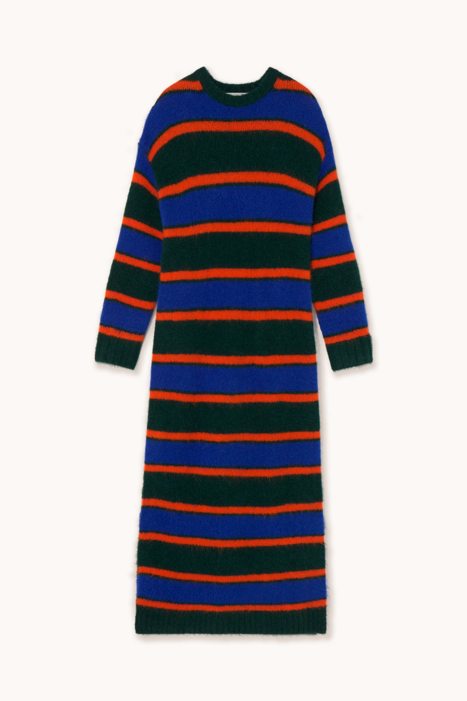 VESTIDO DE PUNTO A RAYAS bottle green