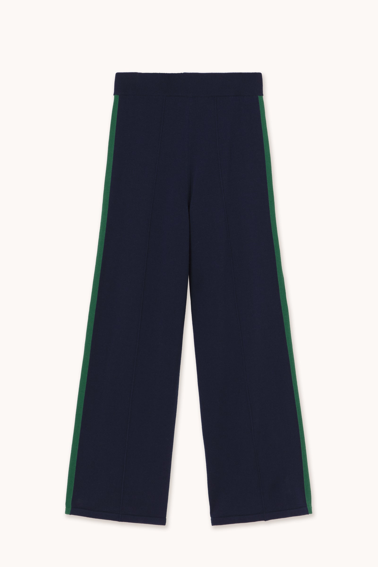 STRIPE KNITTED TROUSERS navy