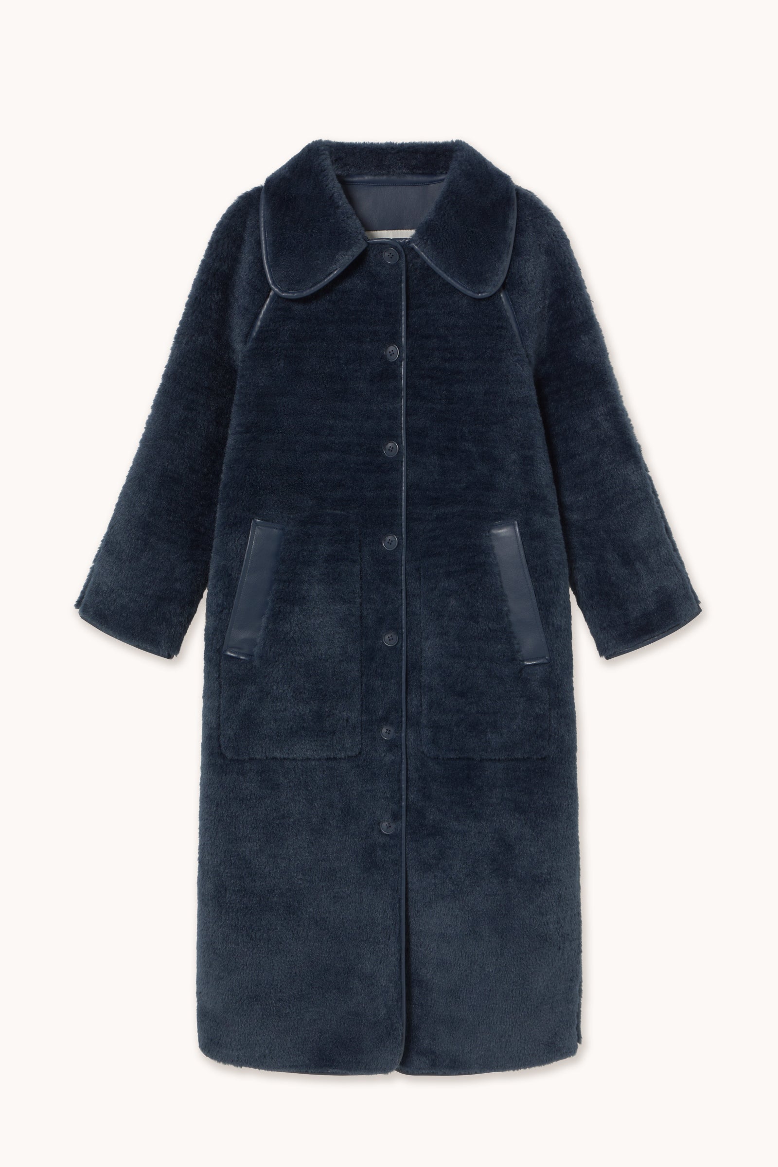 ABRIGO REVERSIBLE EFECTO PIEL navy