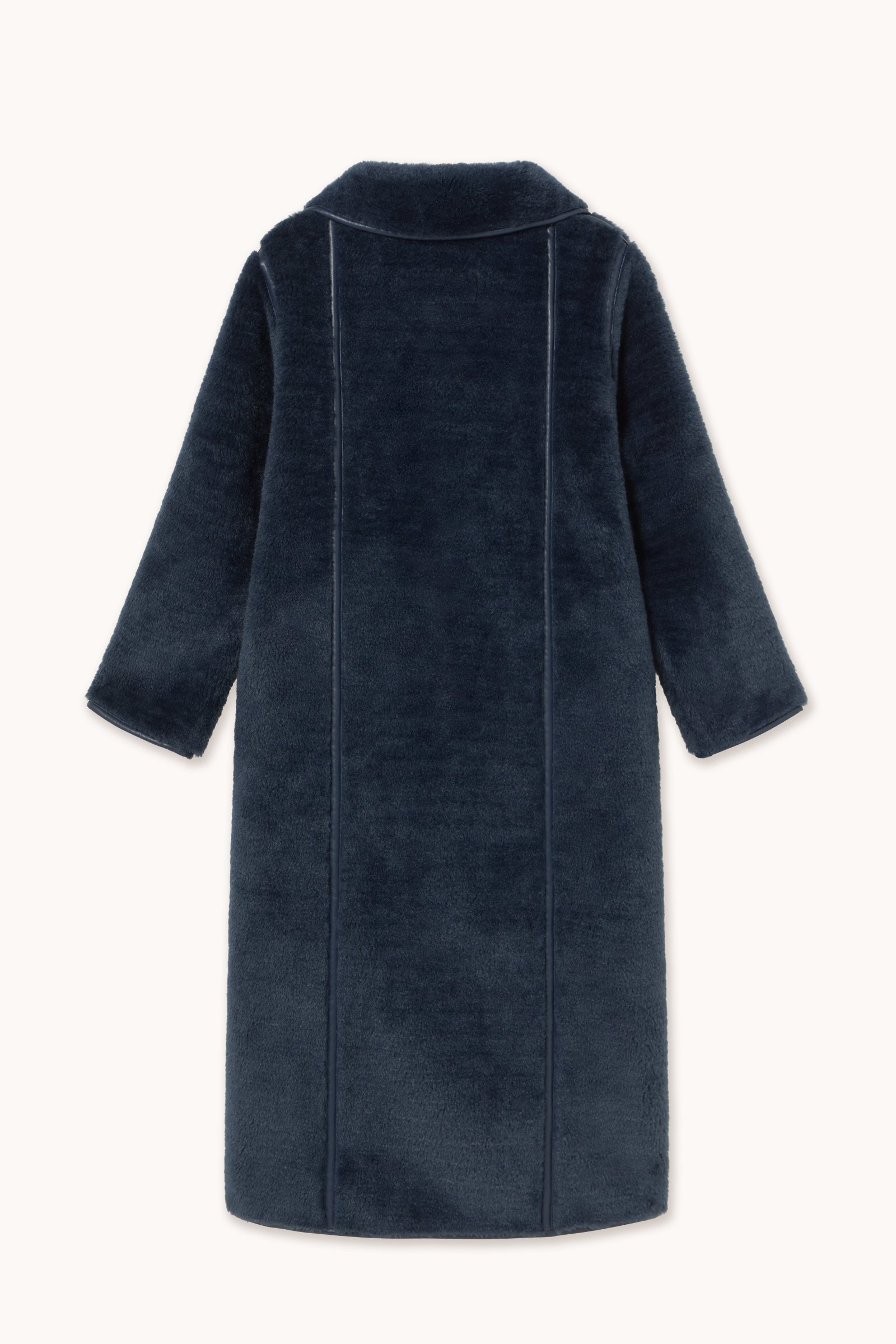 REVERSIBLE FAUX FUR LONG COAT navy | THE TINY BIG SISTER