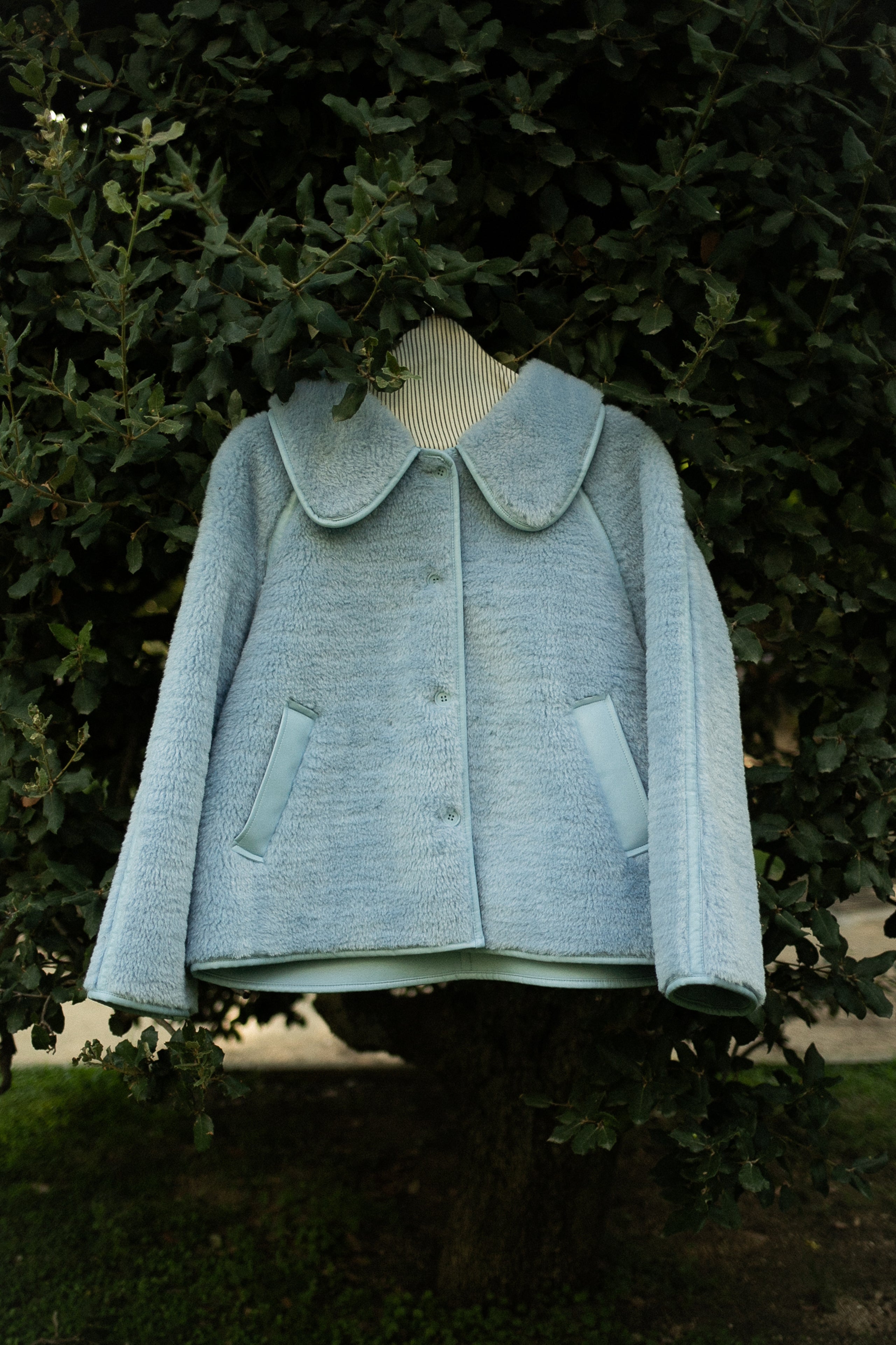 REVERSIBLE FAUX FUR COAT denim blue