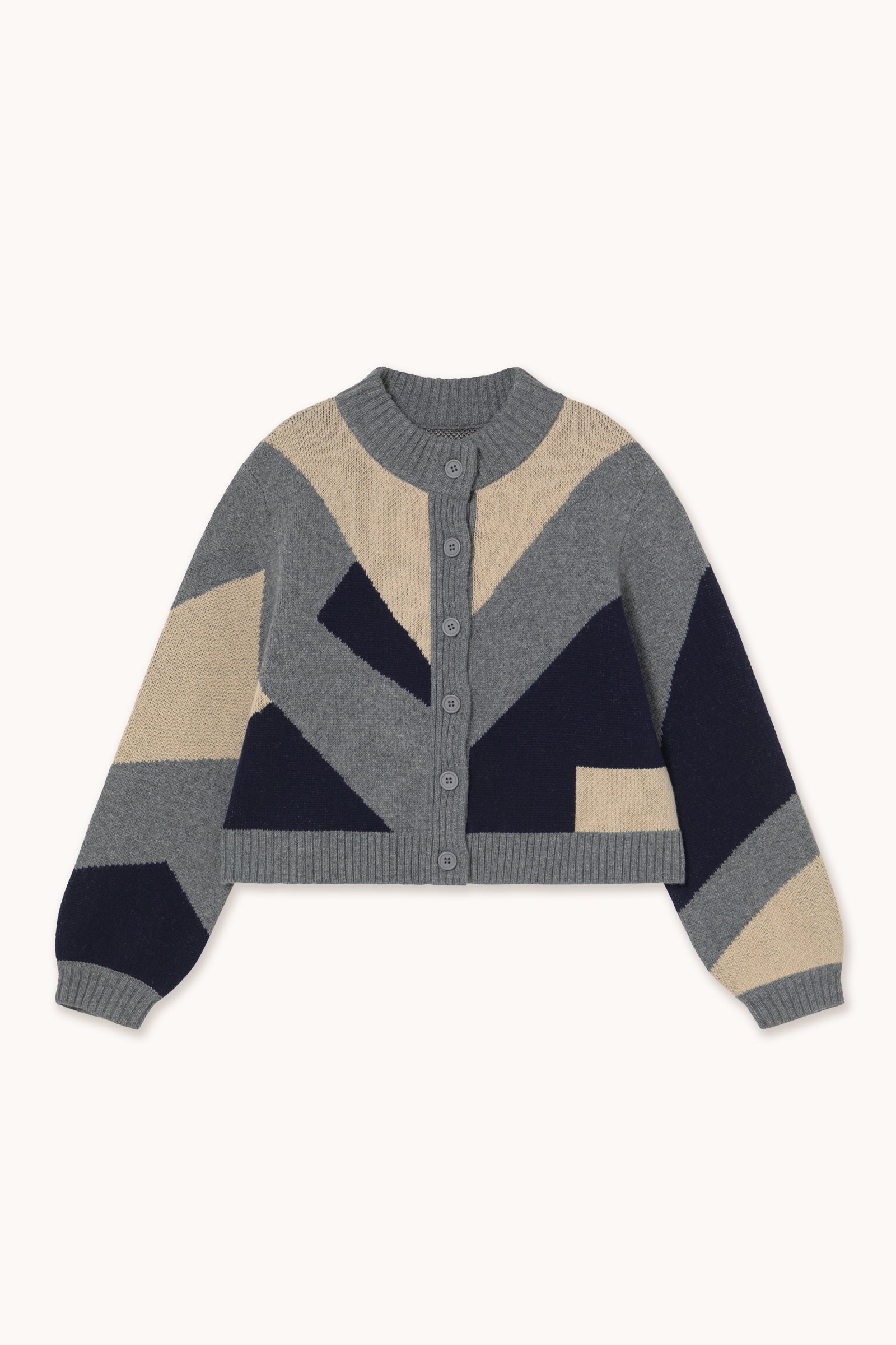 BELEN GEOMETRIC CARDIGAN dark grey melange