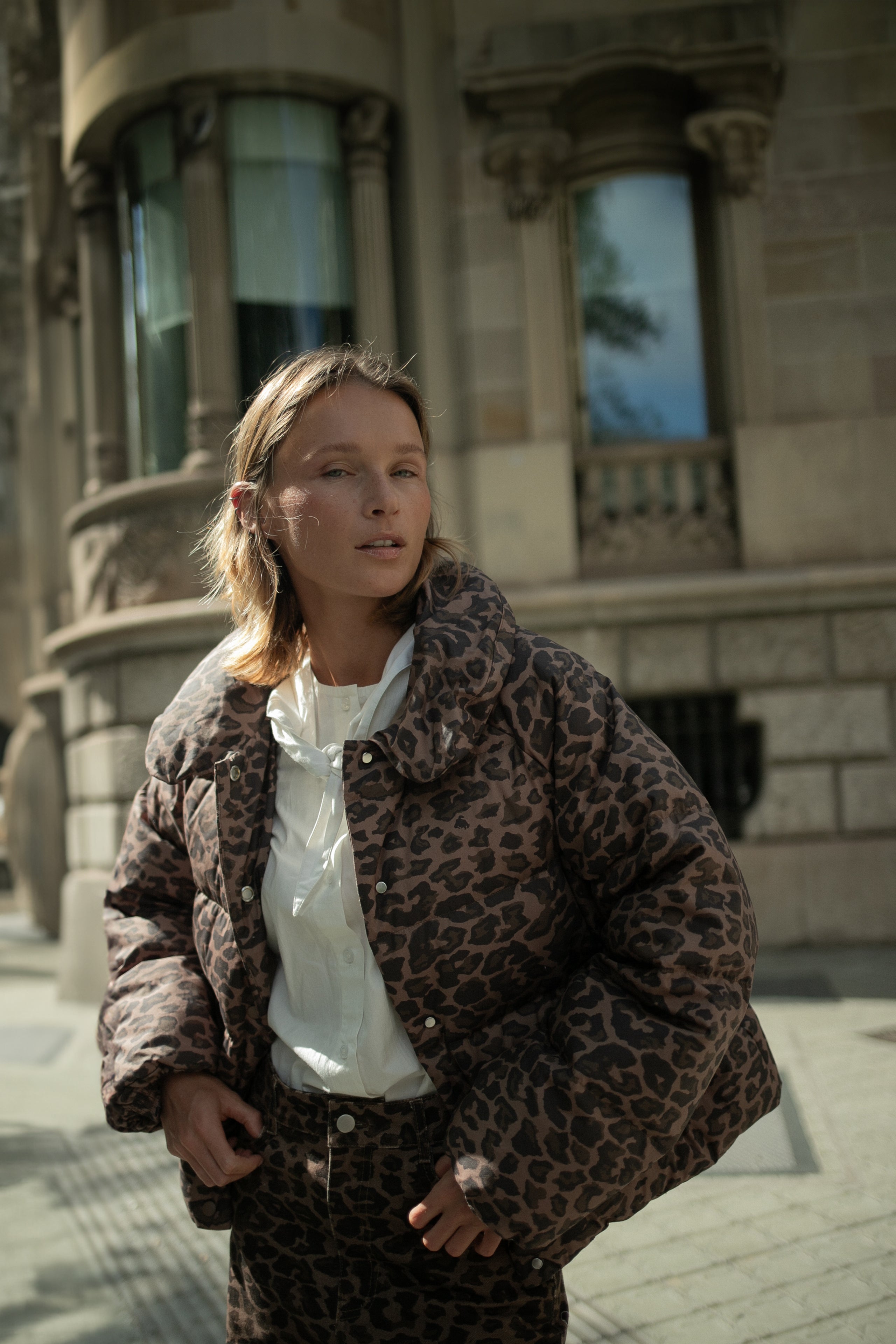 ANIMAL PRINT SHORT JACKET mocha