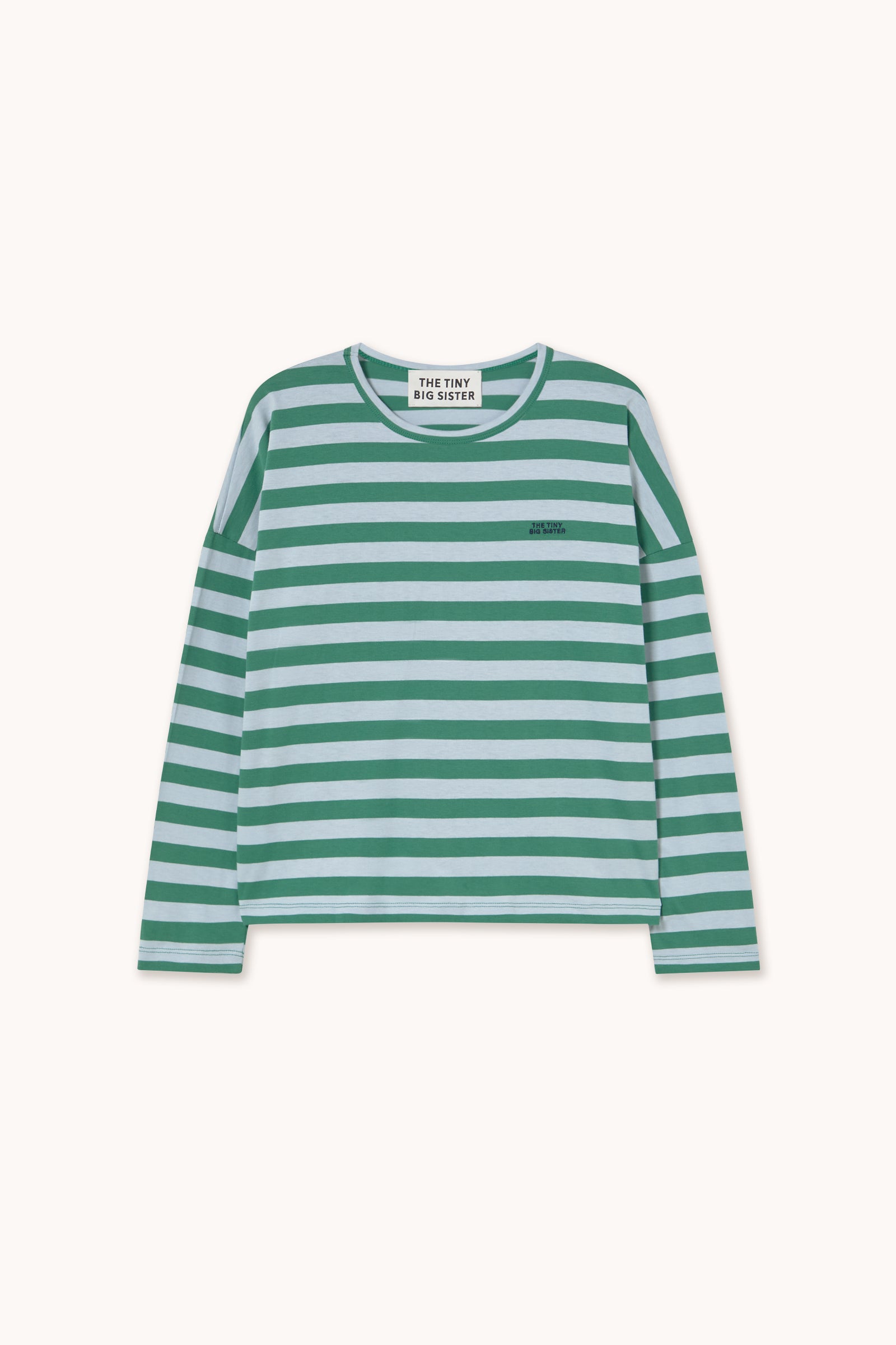 STRIPED LONG SLEEVE TEE dark green/washed blue