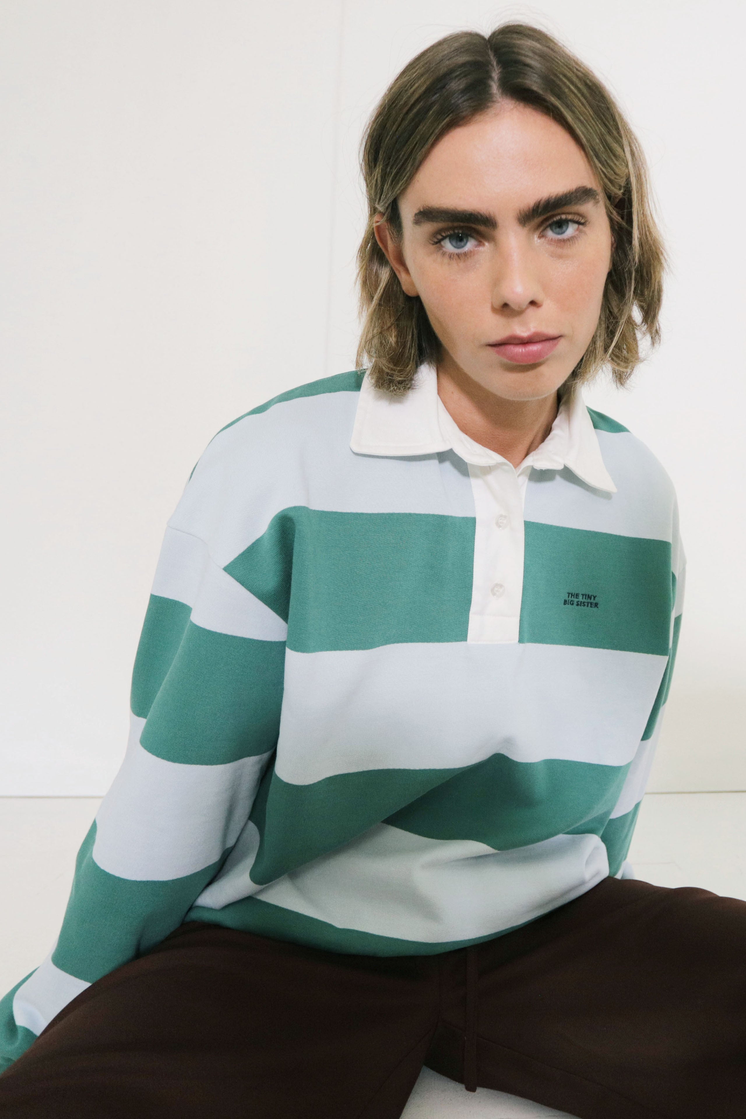 STRIPED SWEATSHIRT dark green/washed blue