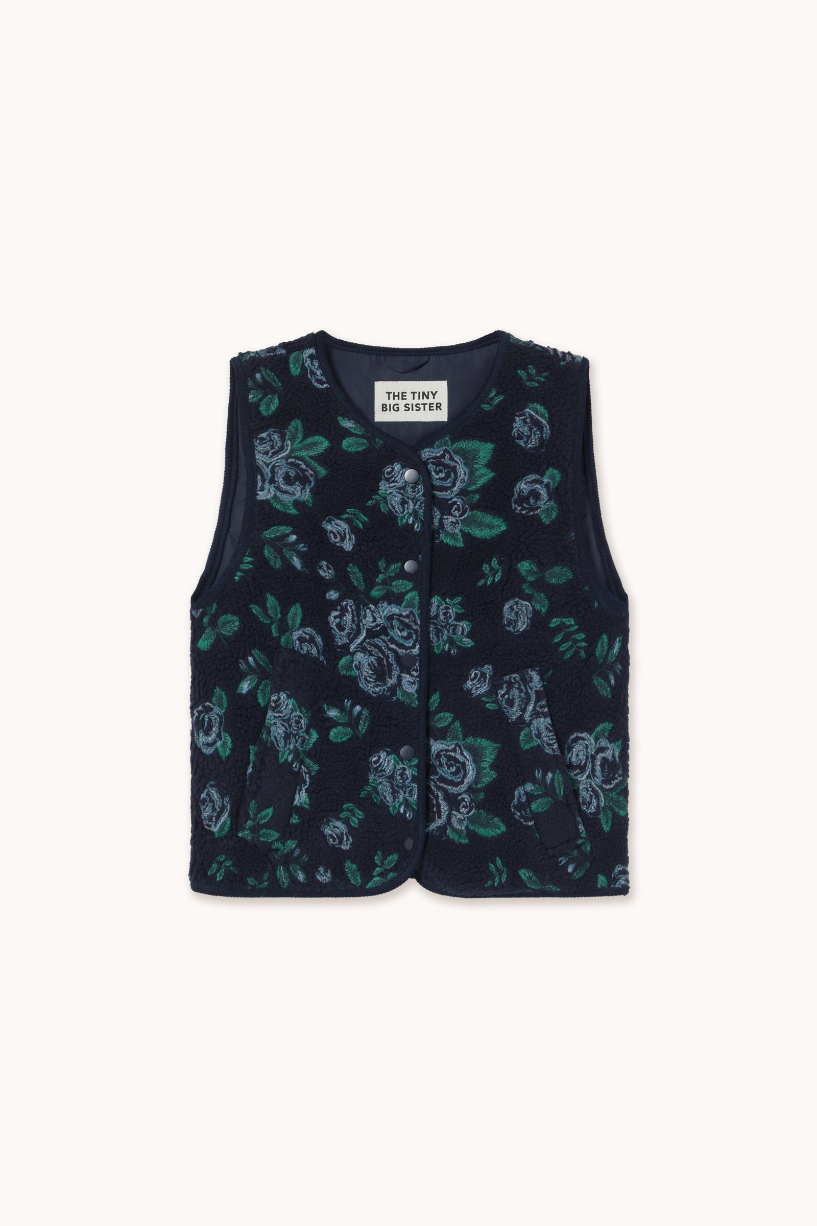 CHALECO SHERPA ROSES navy