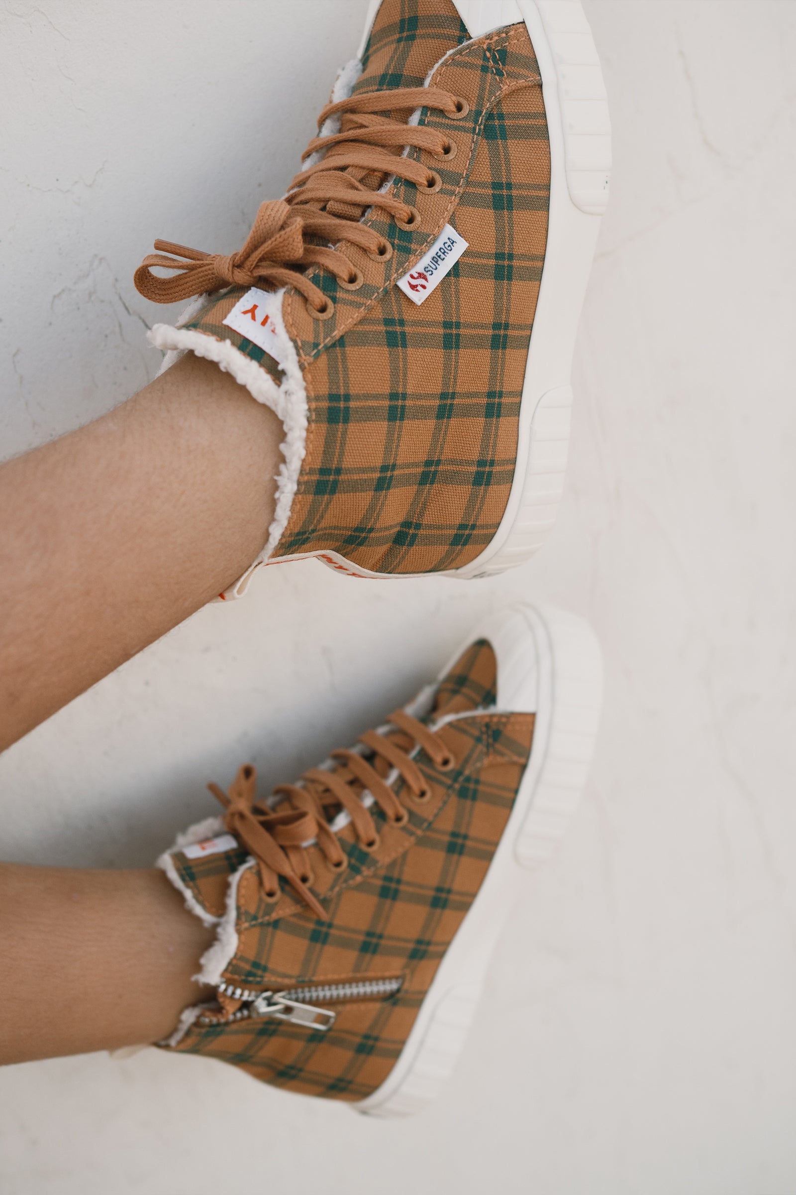 CHECK SNEAKERS light brown