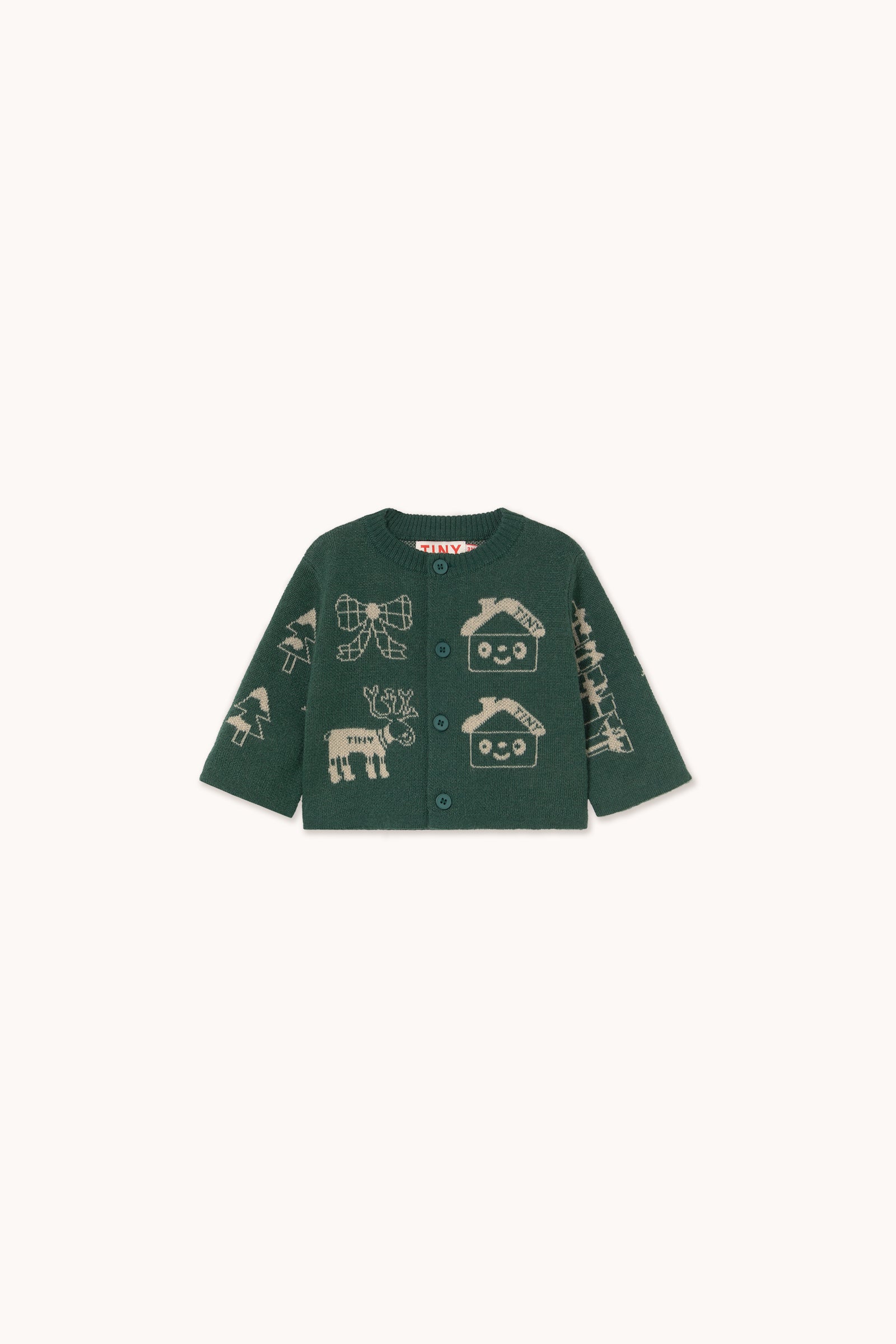 HOLIDAY TINY TOWN BABY CARDIGAN dark green
