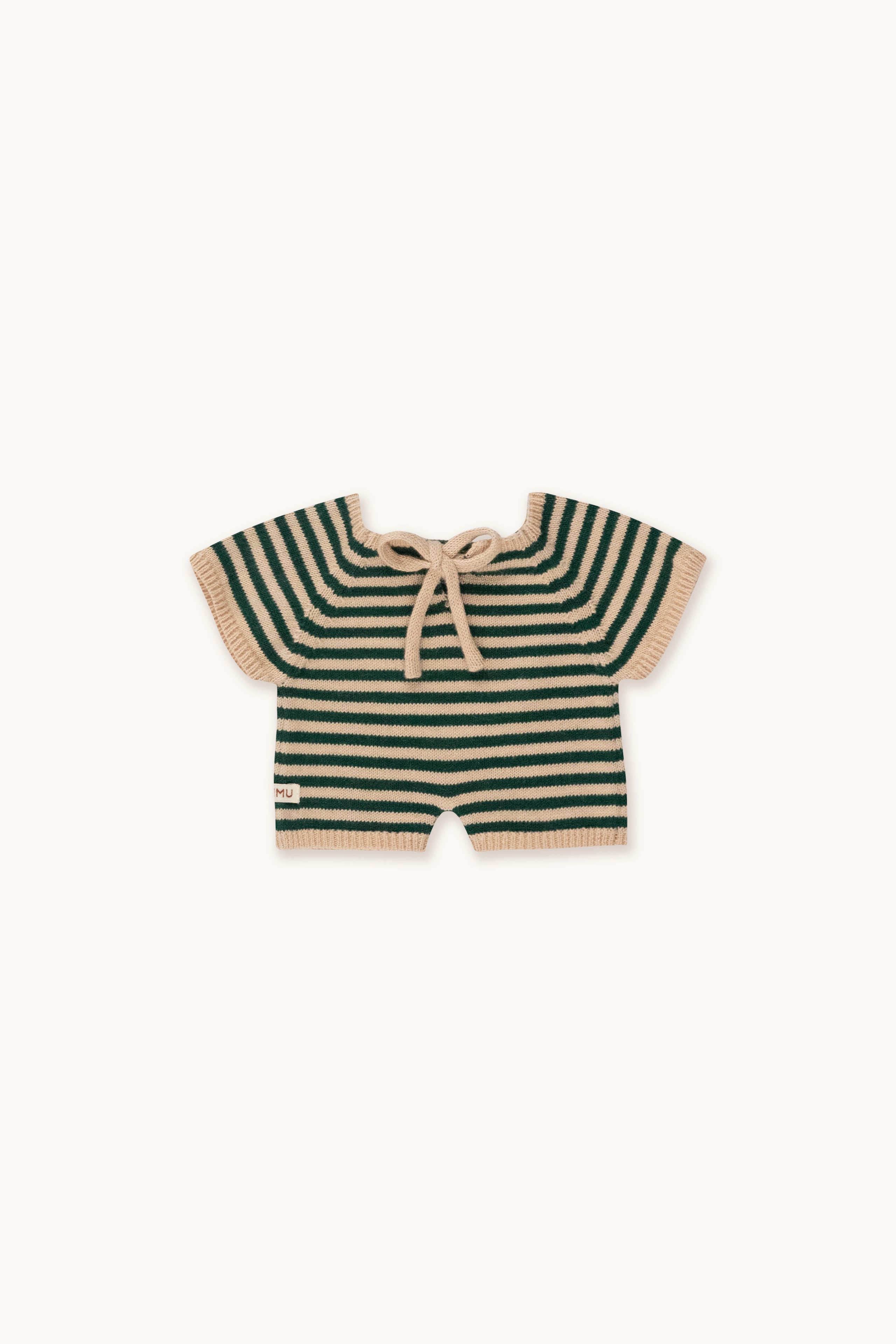 Gommu Big Stripes Short One-Piece  LIGHT CREAM/SOFT GREEN