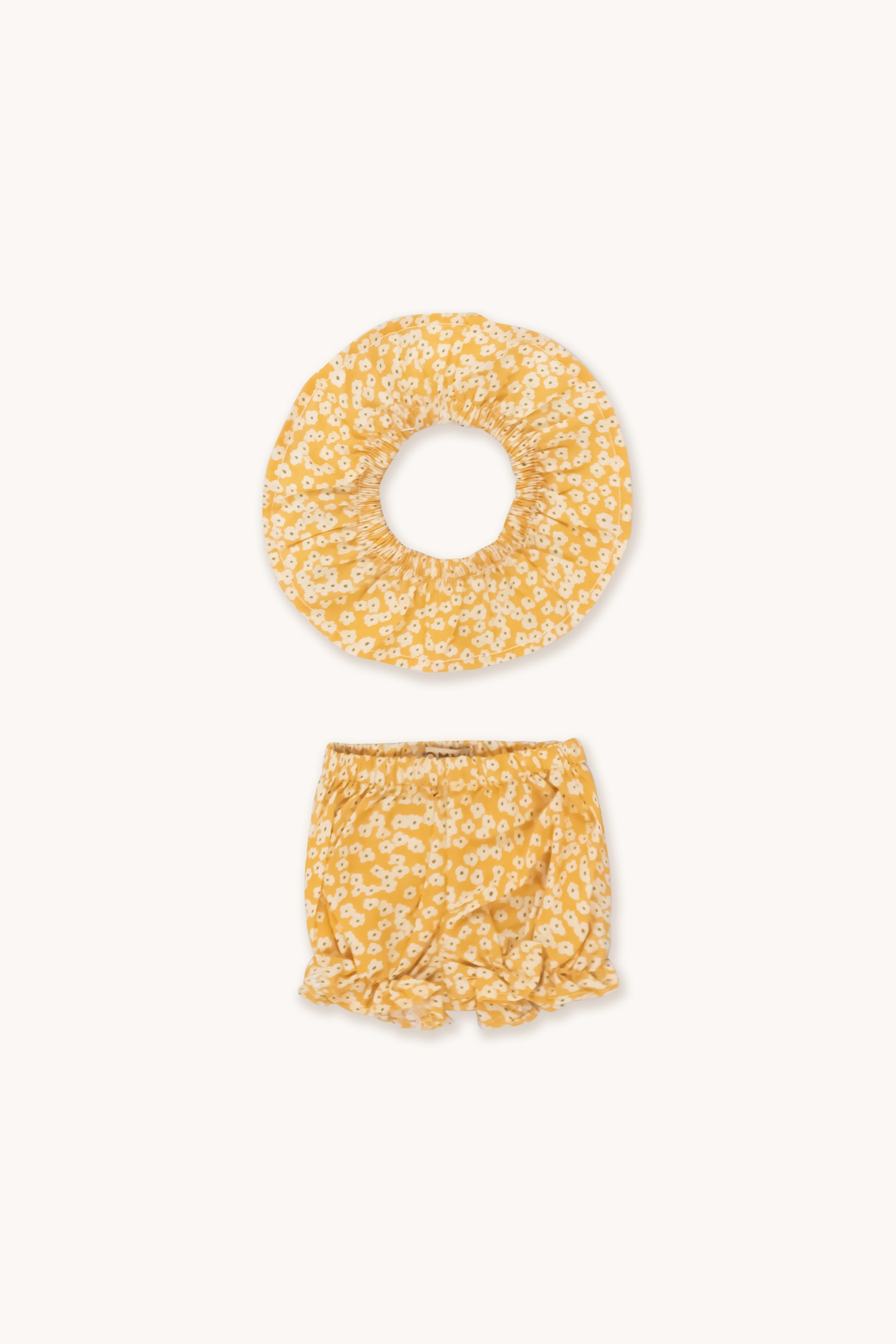 Gommu Yellow Flowers - Short & Collar  LIGHT CREAM/MUSTARD