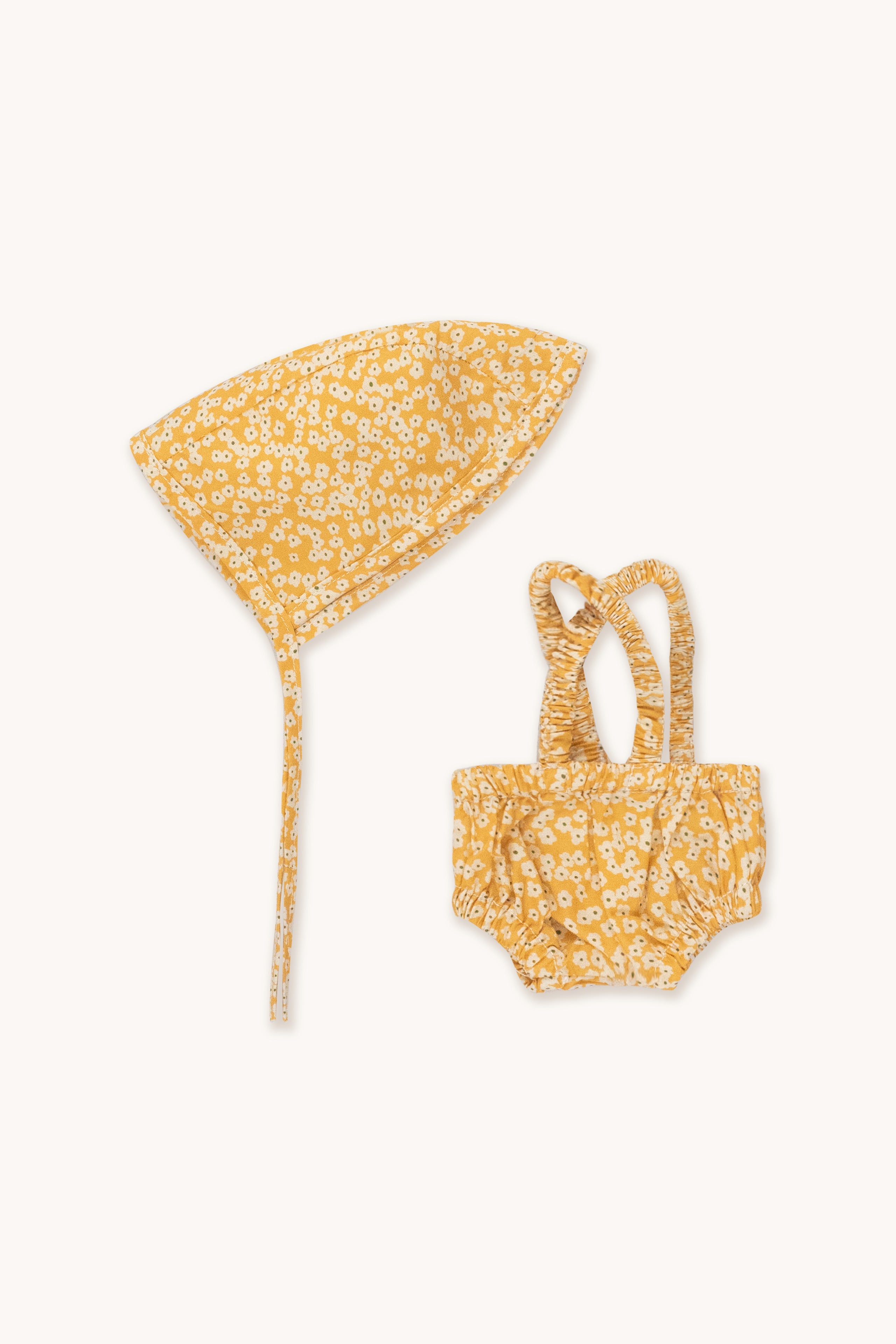 Gommu Yellow Flowers Shorts & Hat  LIGHT CREAM/MUSTARD