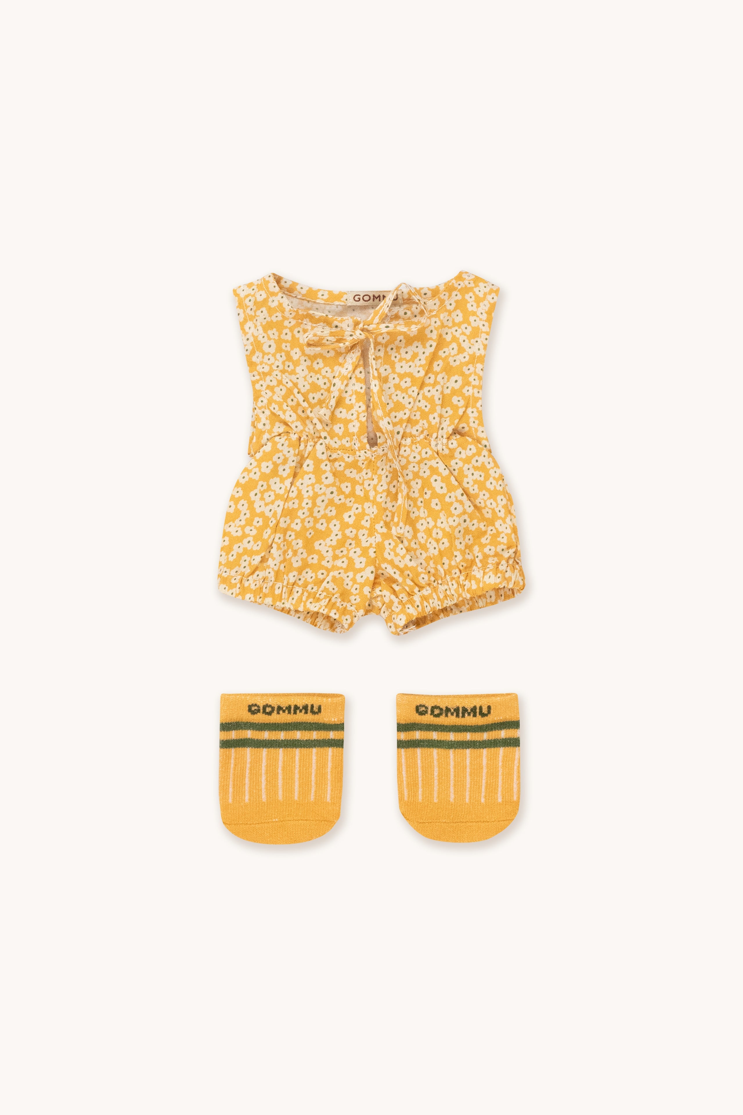 Gommu Yellow Flowers One-Piece & Socks  LIGHT CREAM/MUSTARD