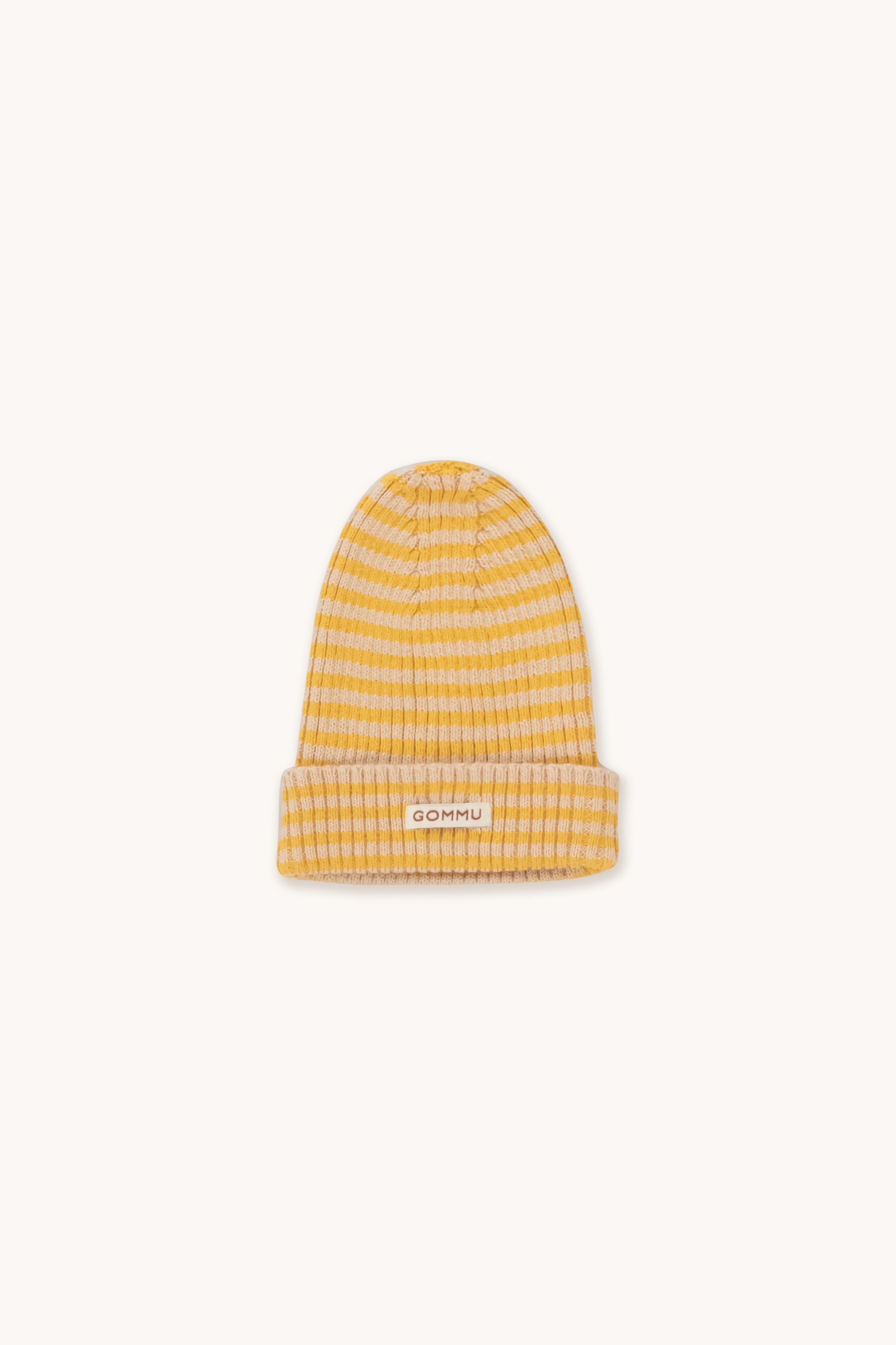 Gommu Big Stripes Beanie  LIGHT CREAM/MUSTARD