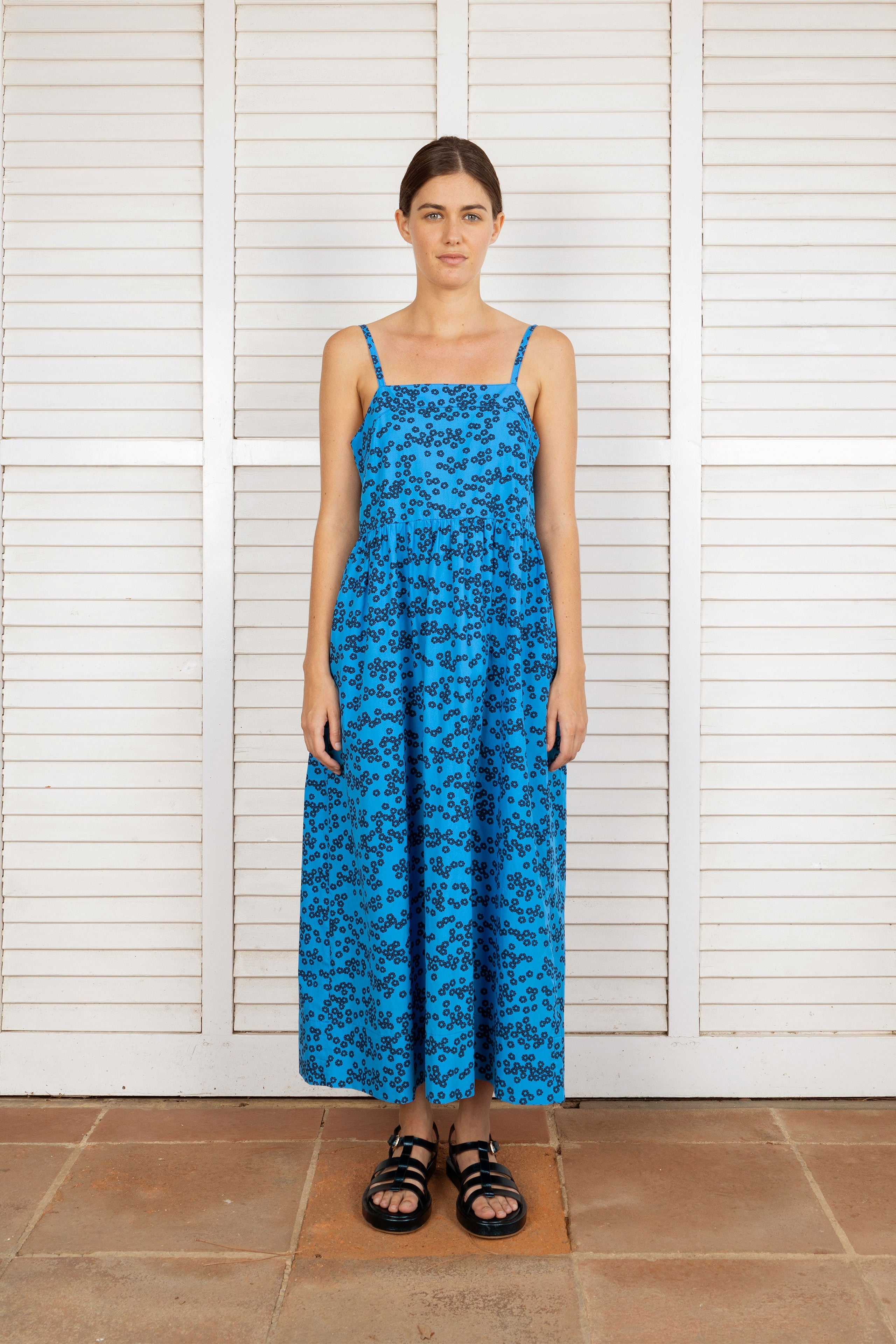 Blossom Straps Dress lapis blue/navy