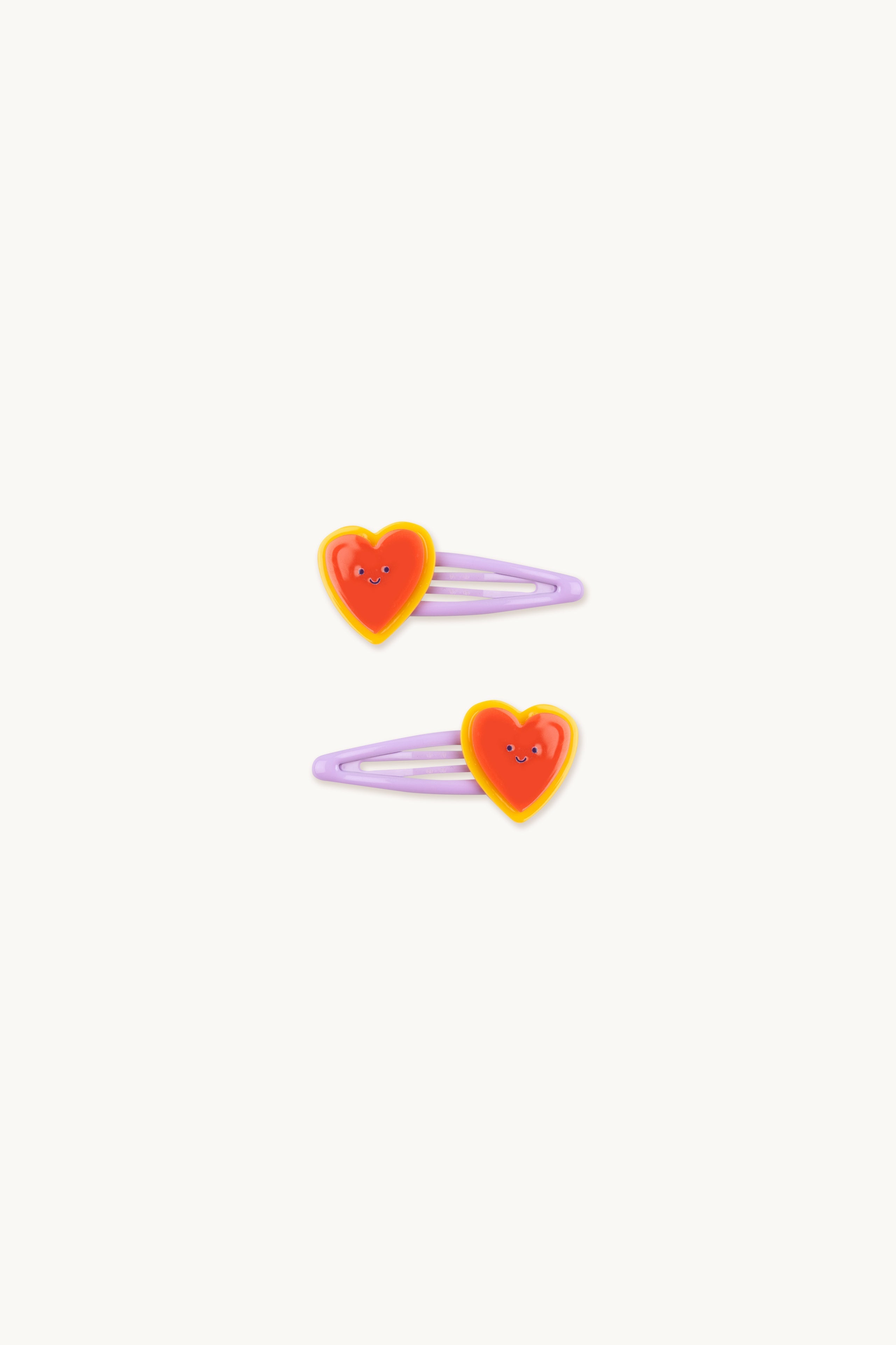 Heart hair clips set summer red