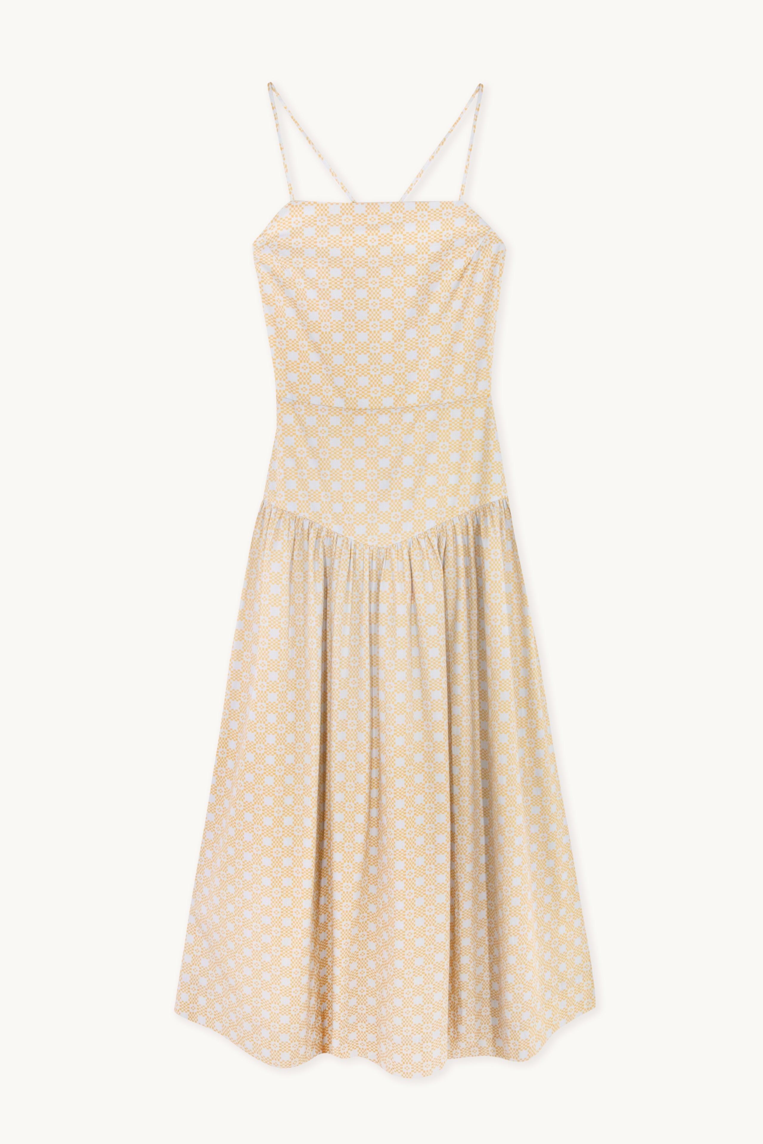 Vestido Geometric con espalda abierta sky grey/pale ochre