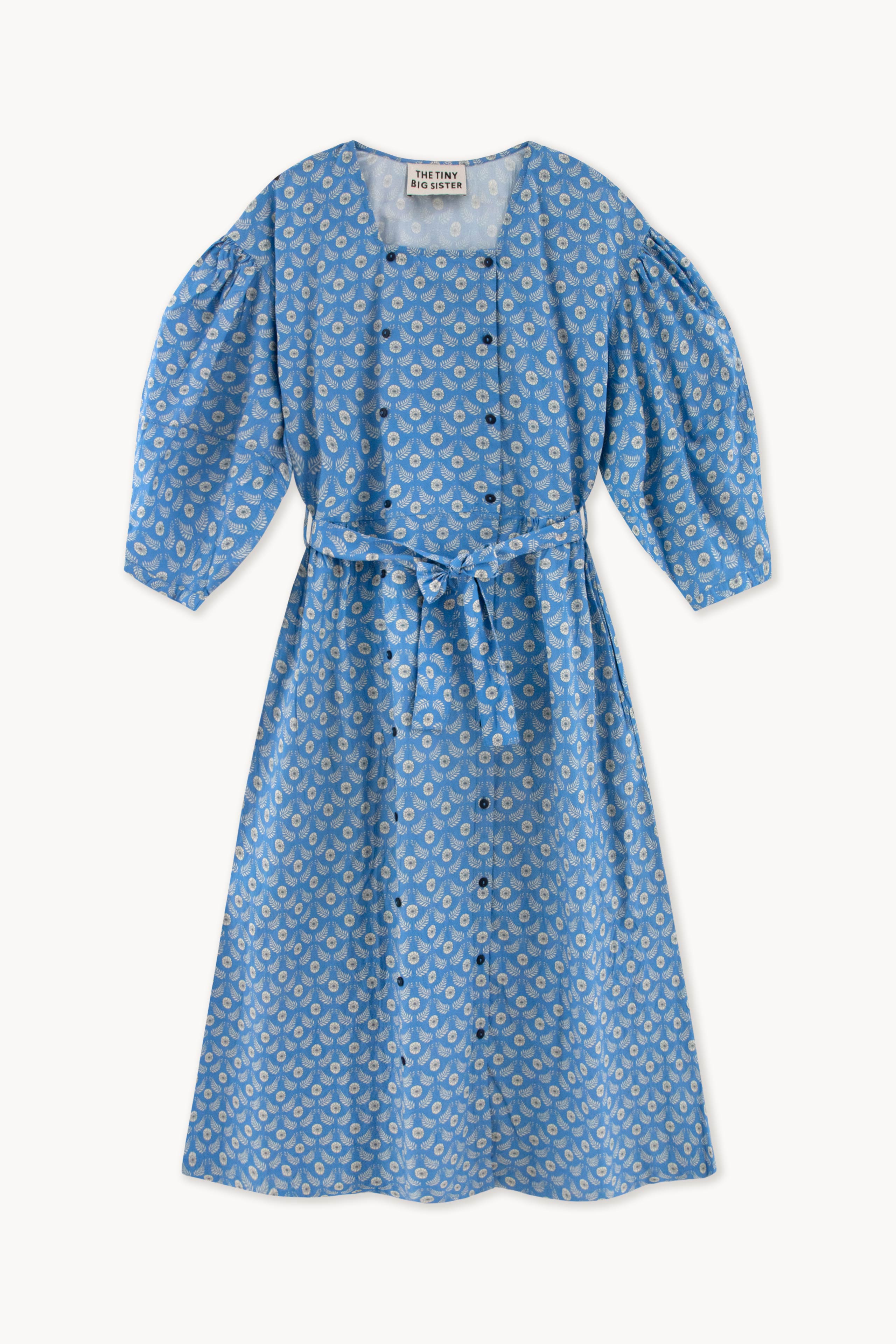 Vestido Flowers con botones azure