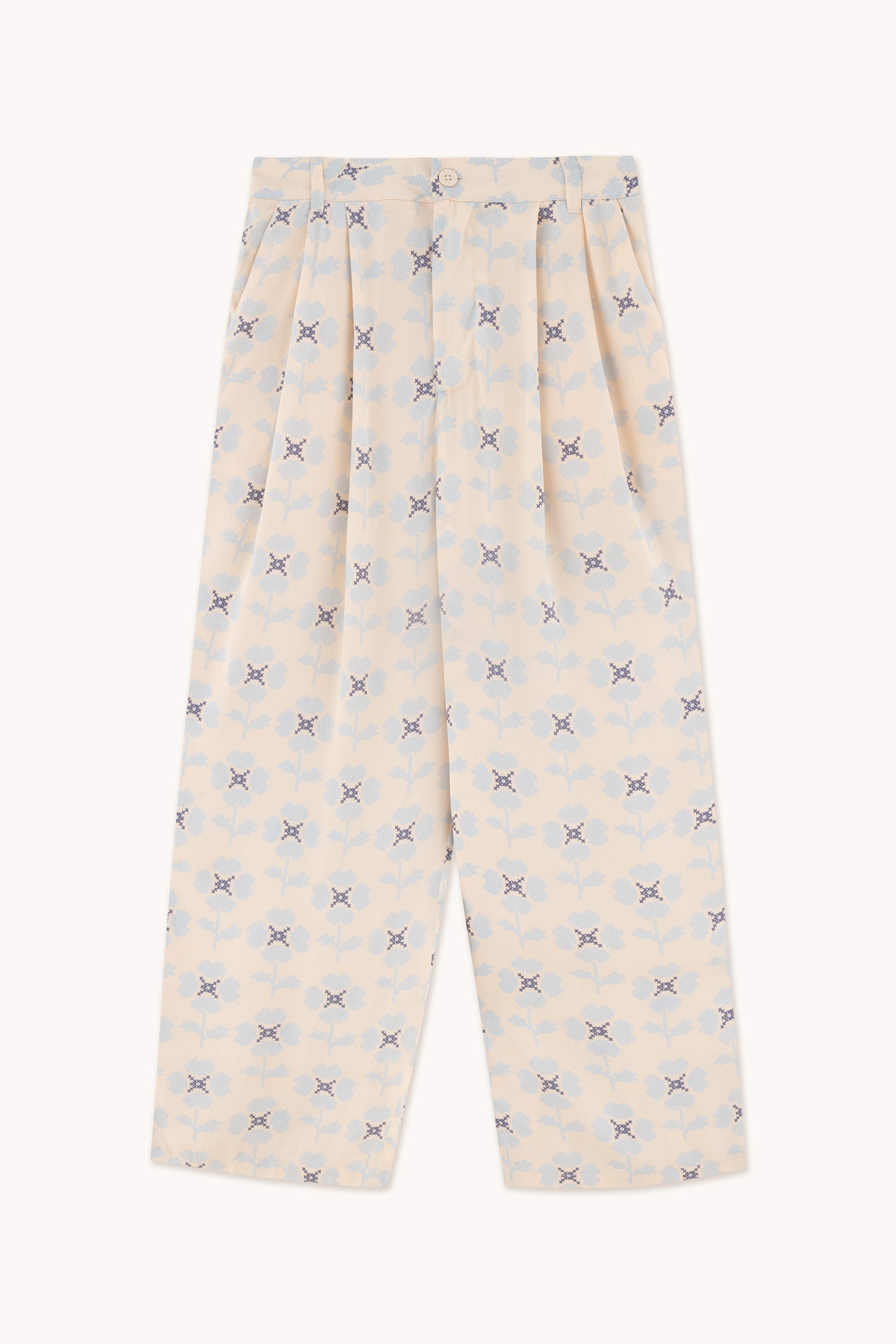 Pantalón Flowers light cream
