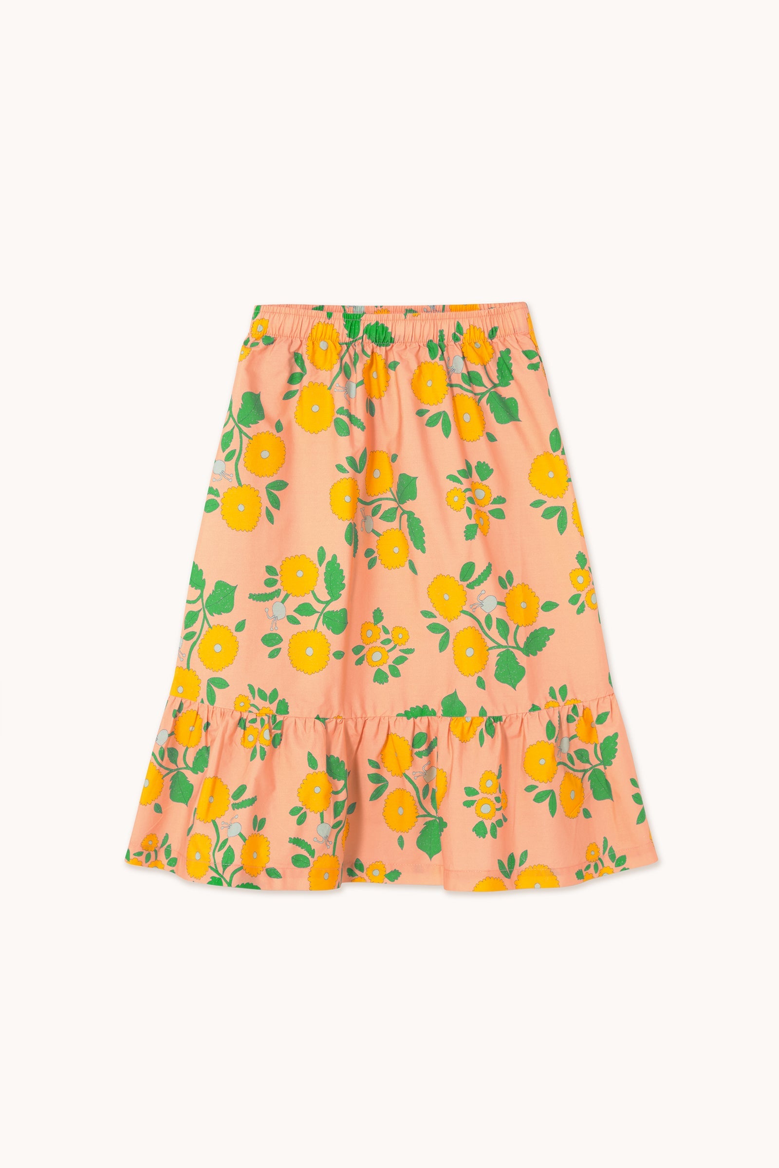 FLOWERS LONG SKIRT papaya
