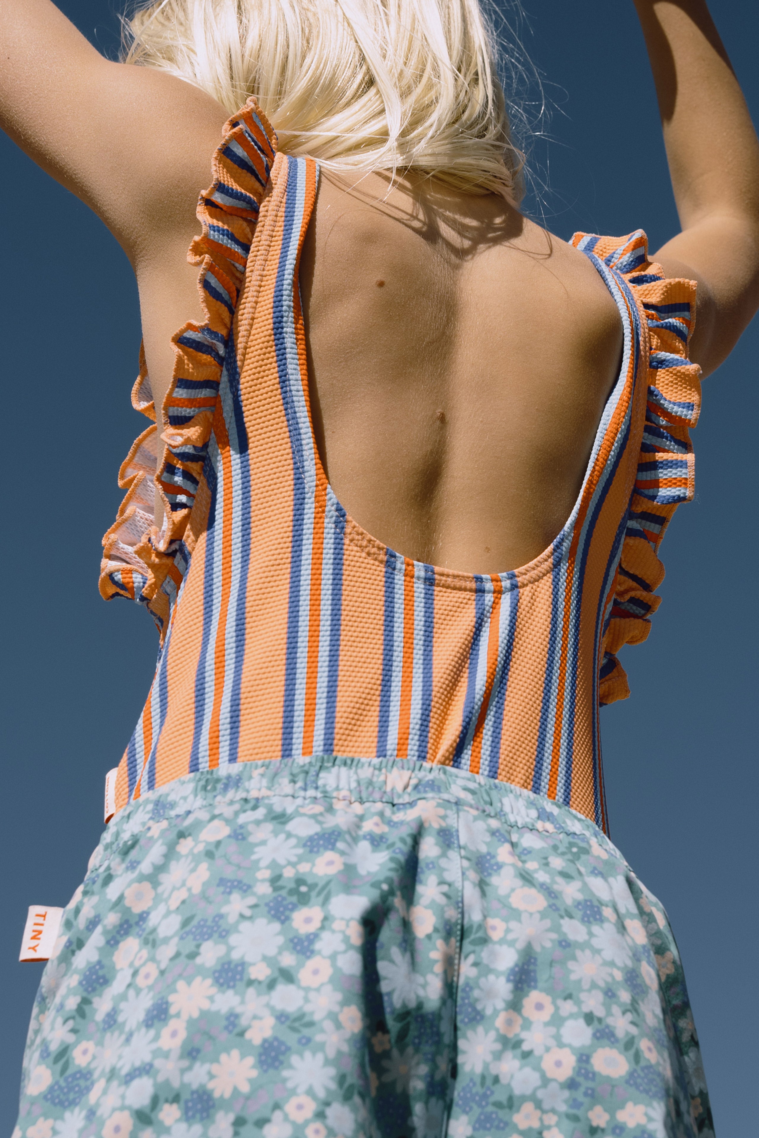 TRAJE DE BAÑO STRIPES  papaya