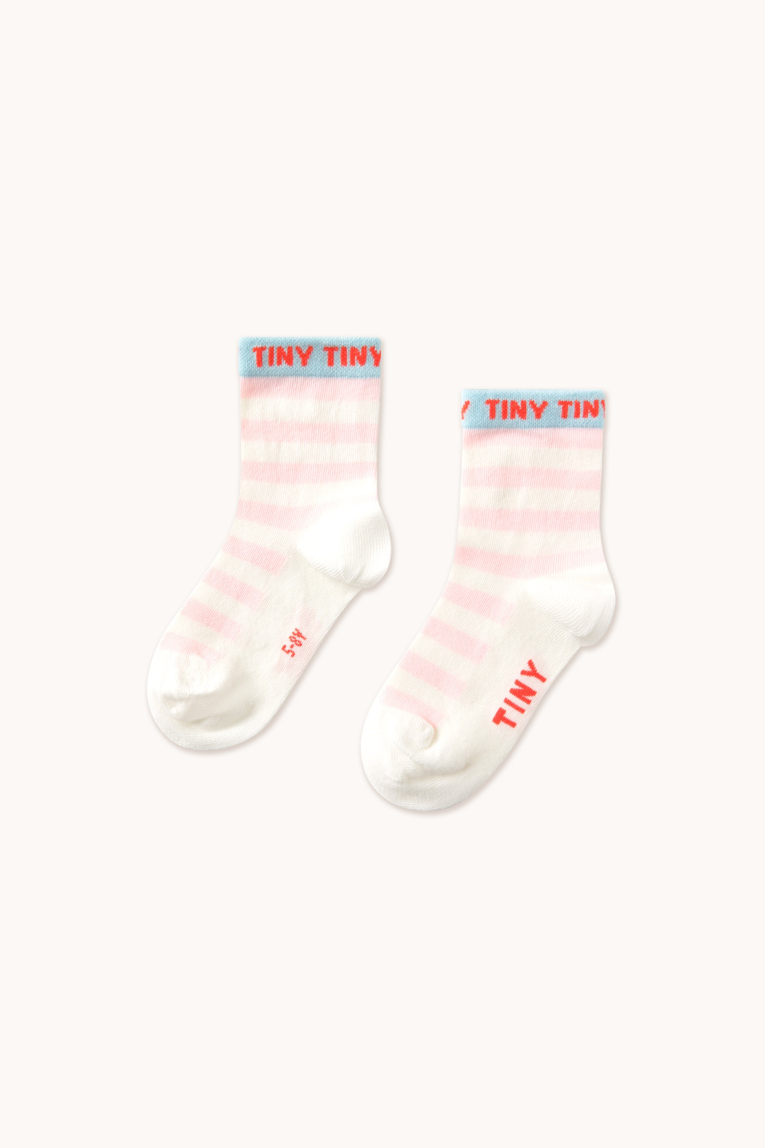 STRIPES SHORT HEIGHT SOCKS off-white/pastel pink