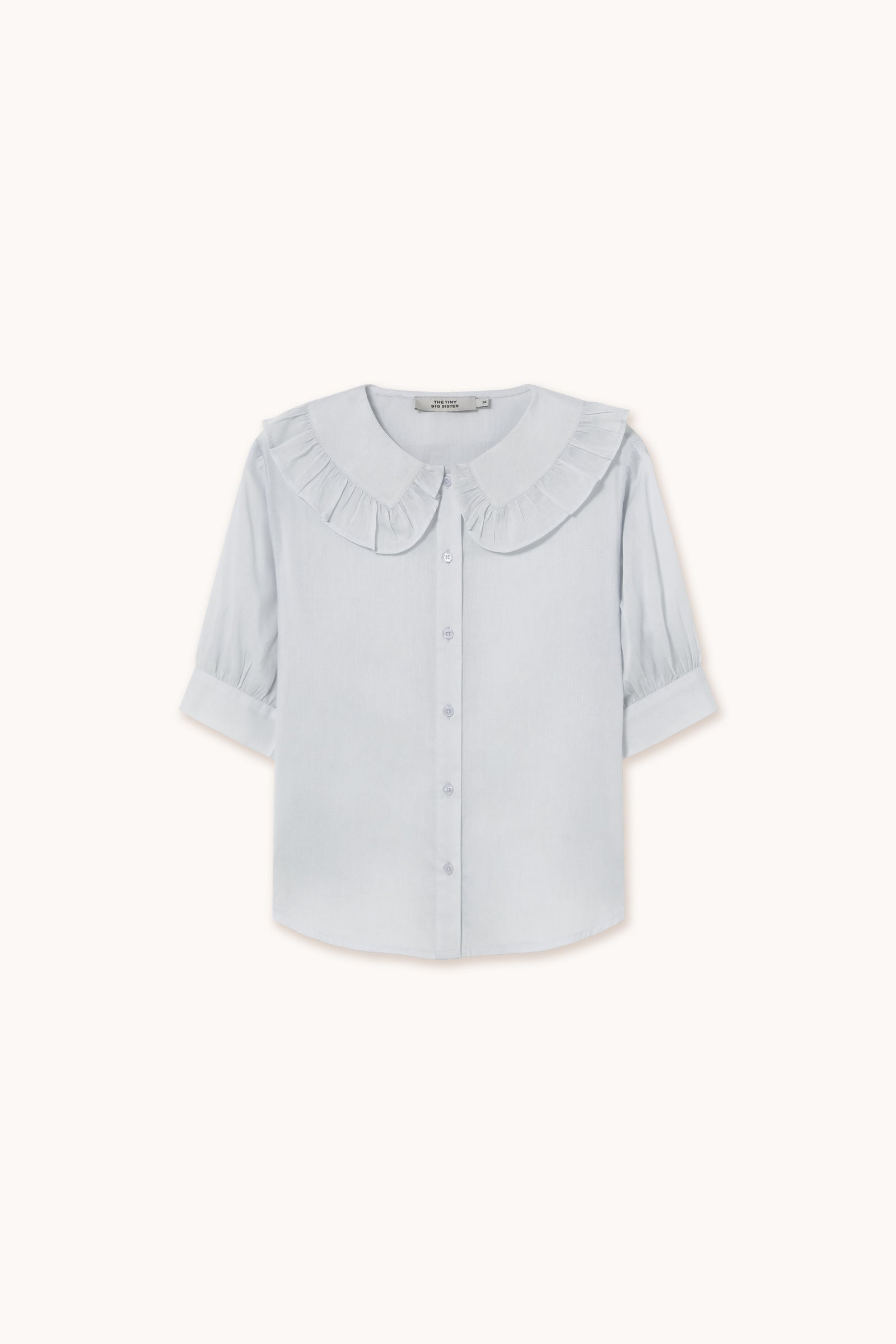 BLUSA CON CUELLO CON VOLANTES ice blue