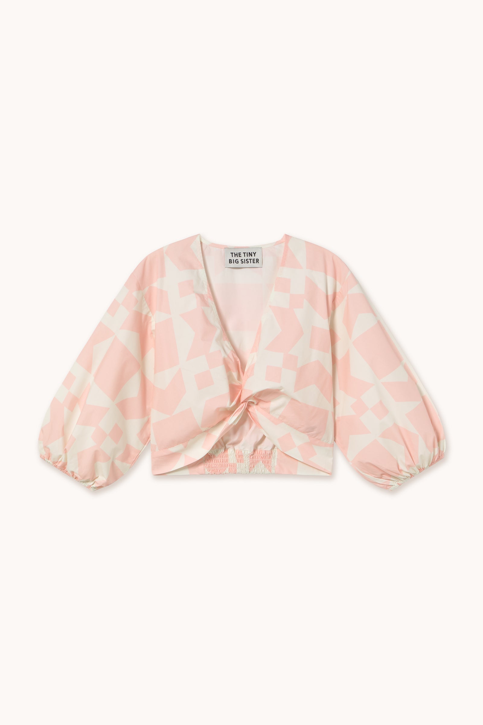 BLUSA CON CUELLO DE PICO GEOMETRIC off-white/pastel pink