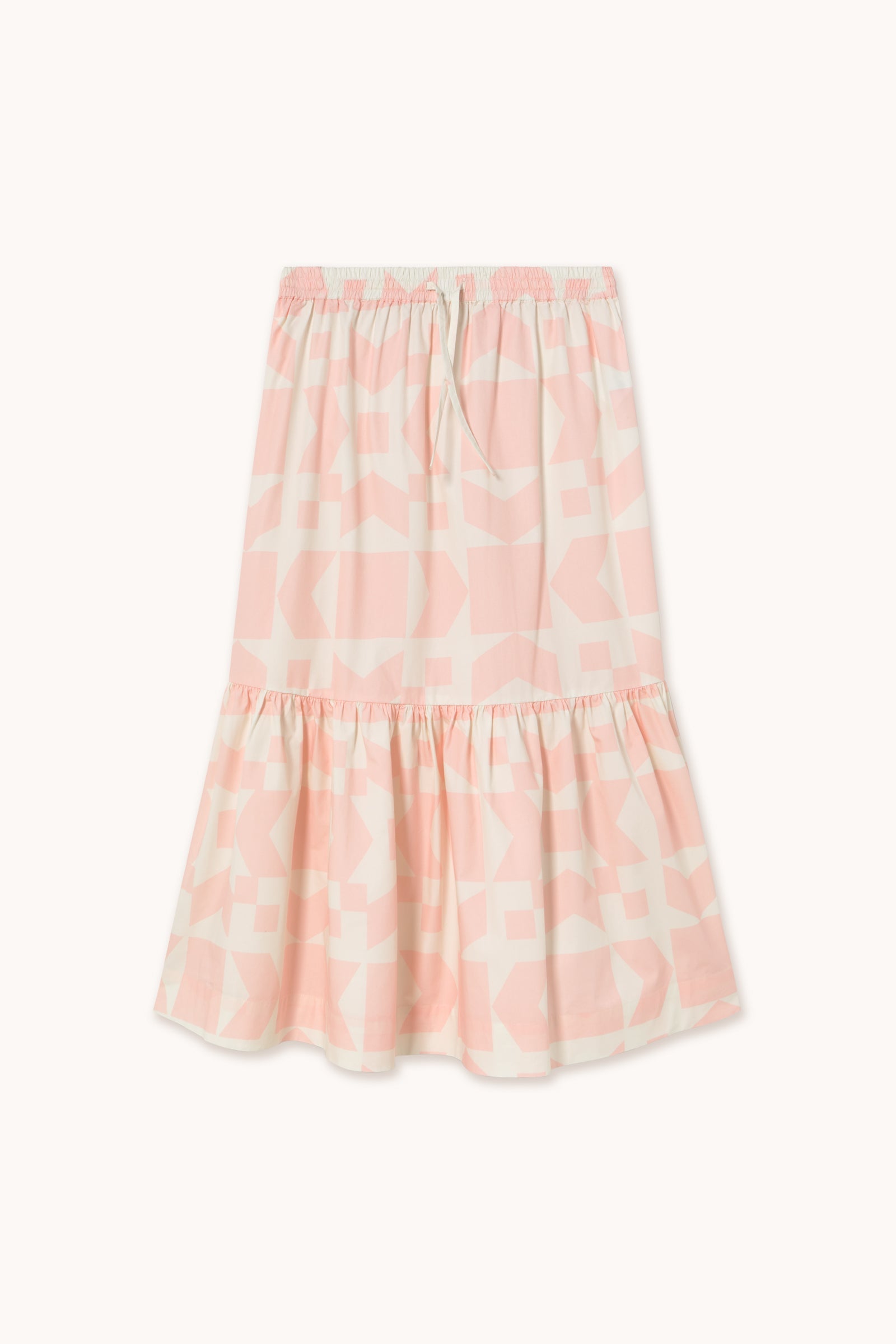 FALDA CON VOLANTE GEOMETRIC off-white/pastel pink