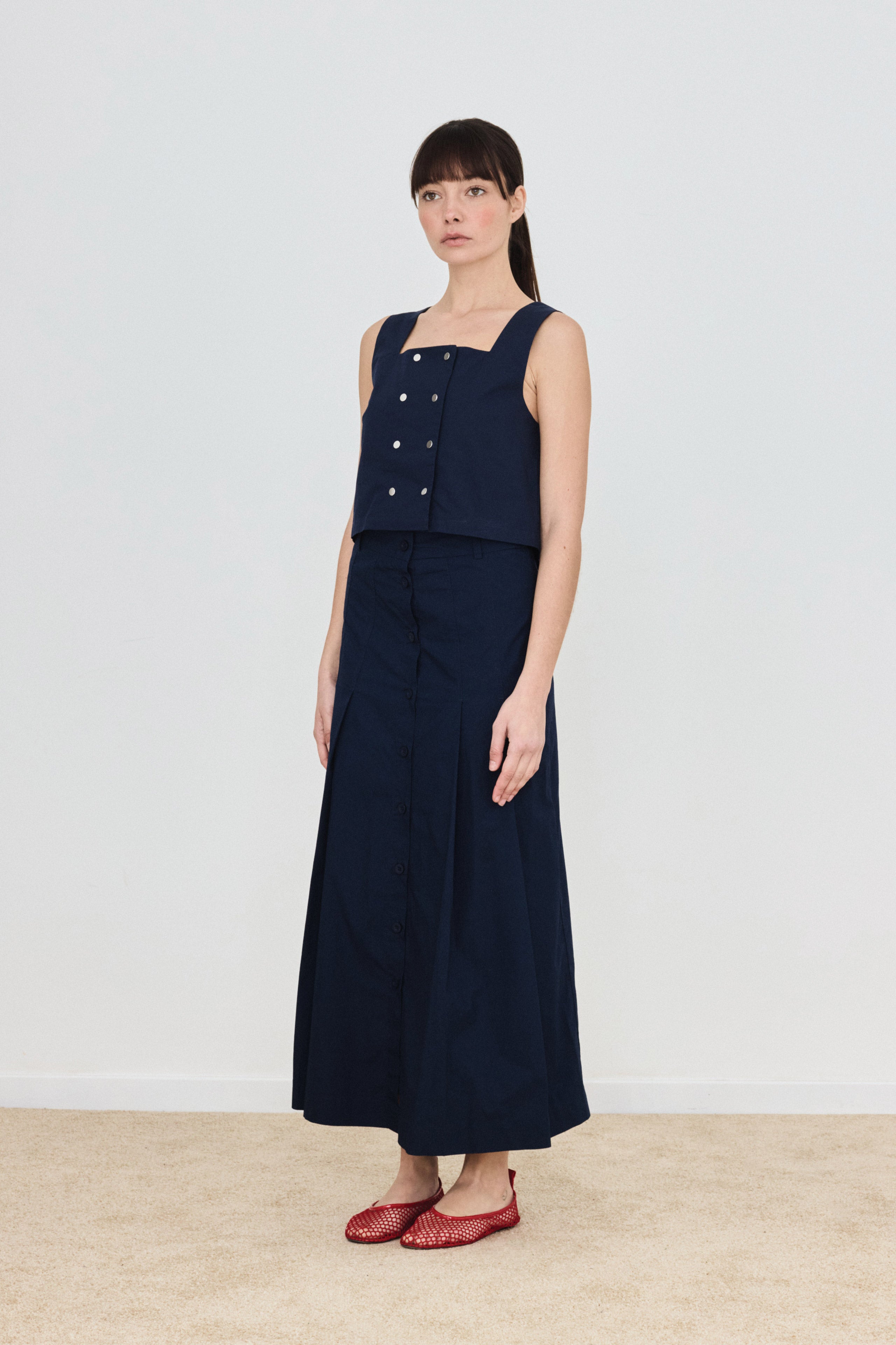 FALDA PLISADA navy